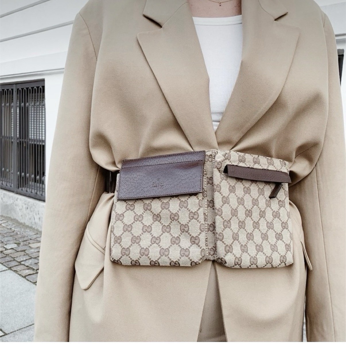 Gucci GG Belt Bag Medium Beige/Brown Canvas/Leather