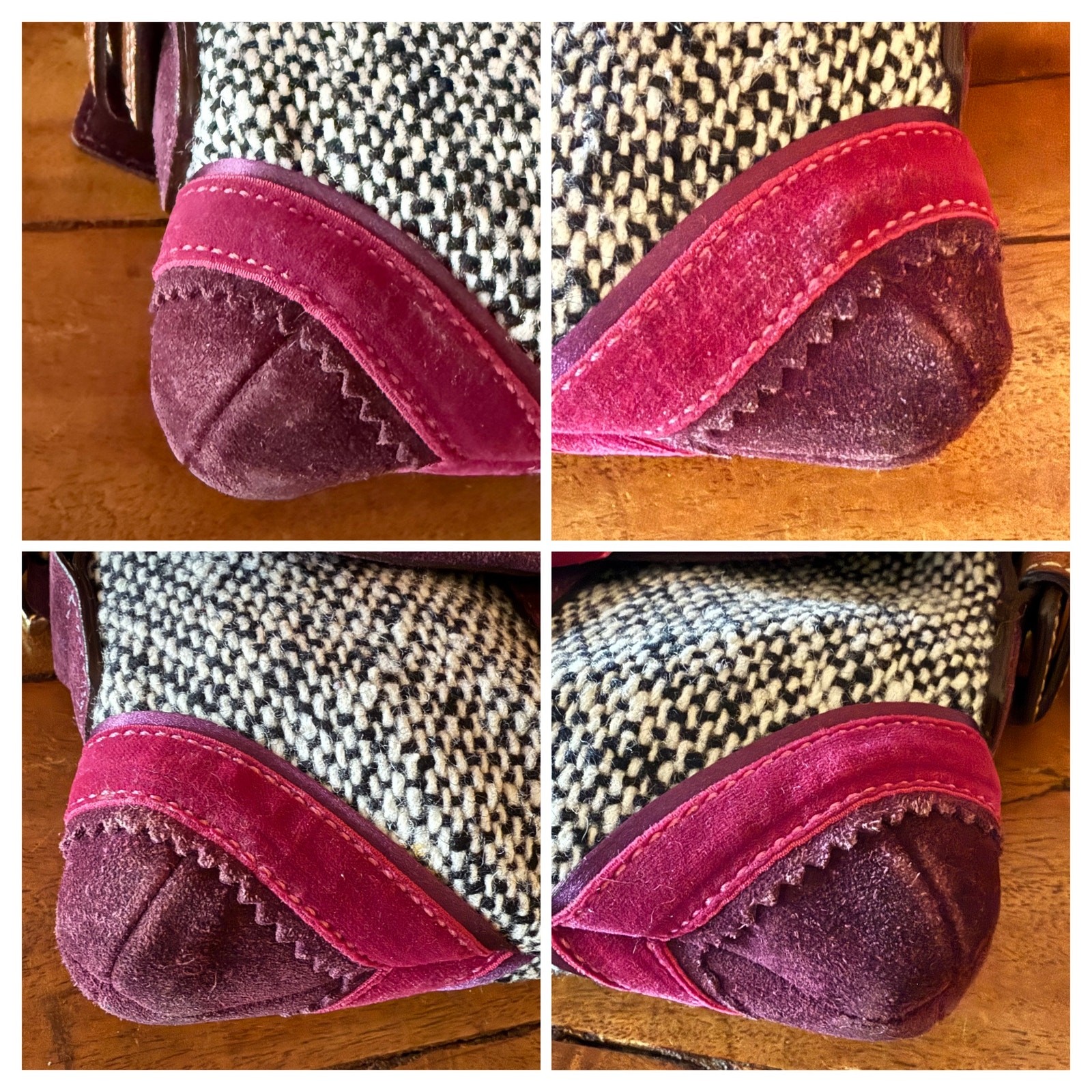 Vintage Coach Soho Tweed Demi Shoulder Bag Purple Suede Velvet Bow Y2K 8F01