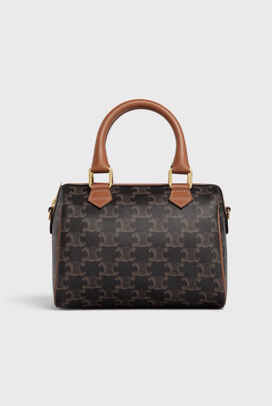 Celine Small Boston In Triomphe Canvas And Calfskin