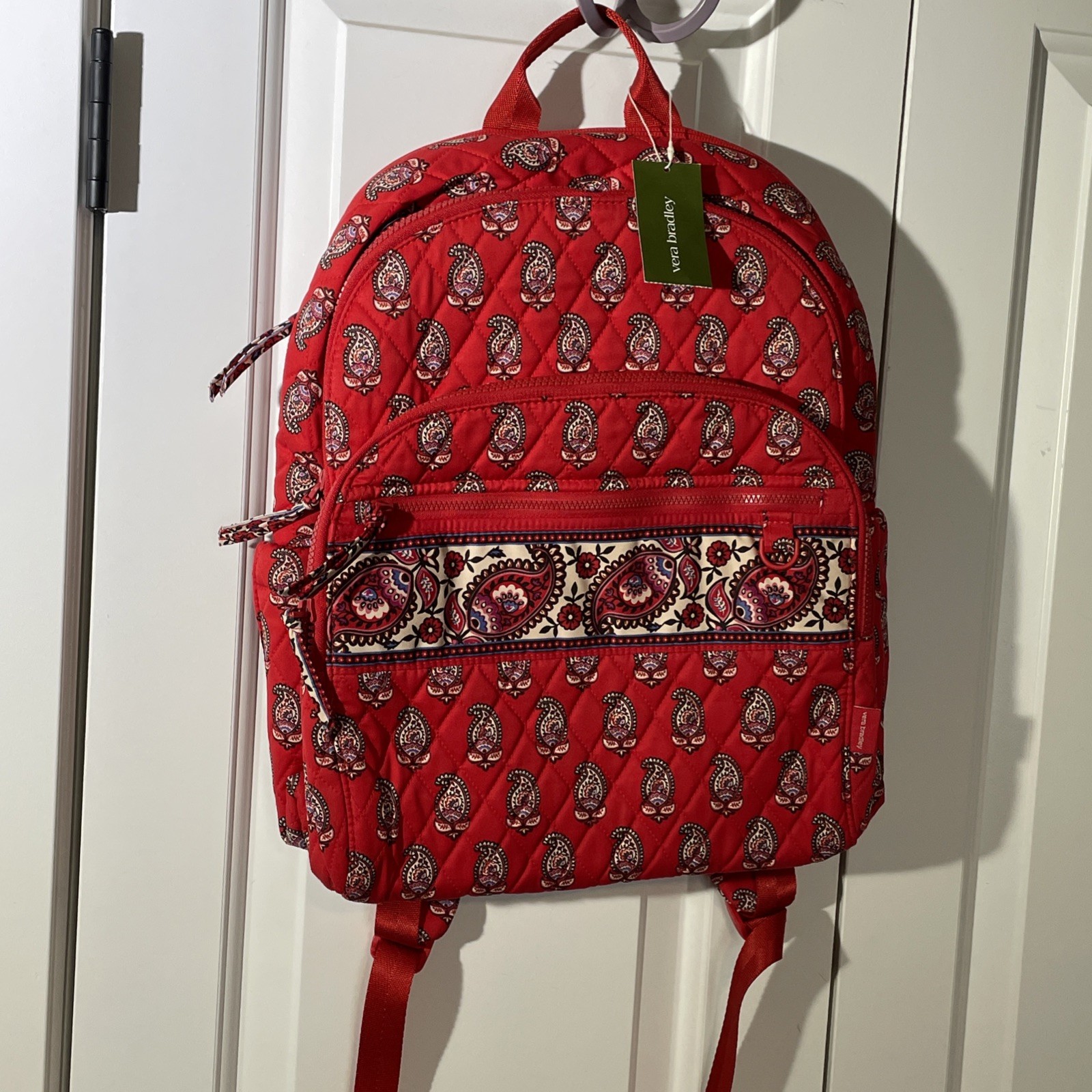 NWT VERA BRADLEY Bancroft Backpack, Flowering Paisley Goji Berry, cotton, $125