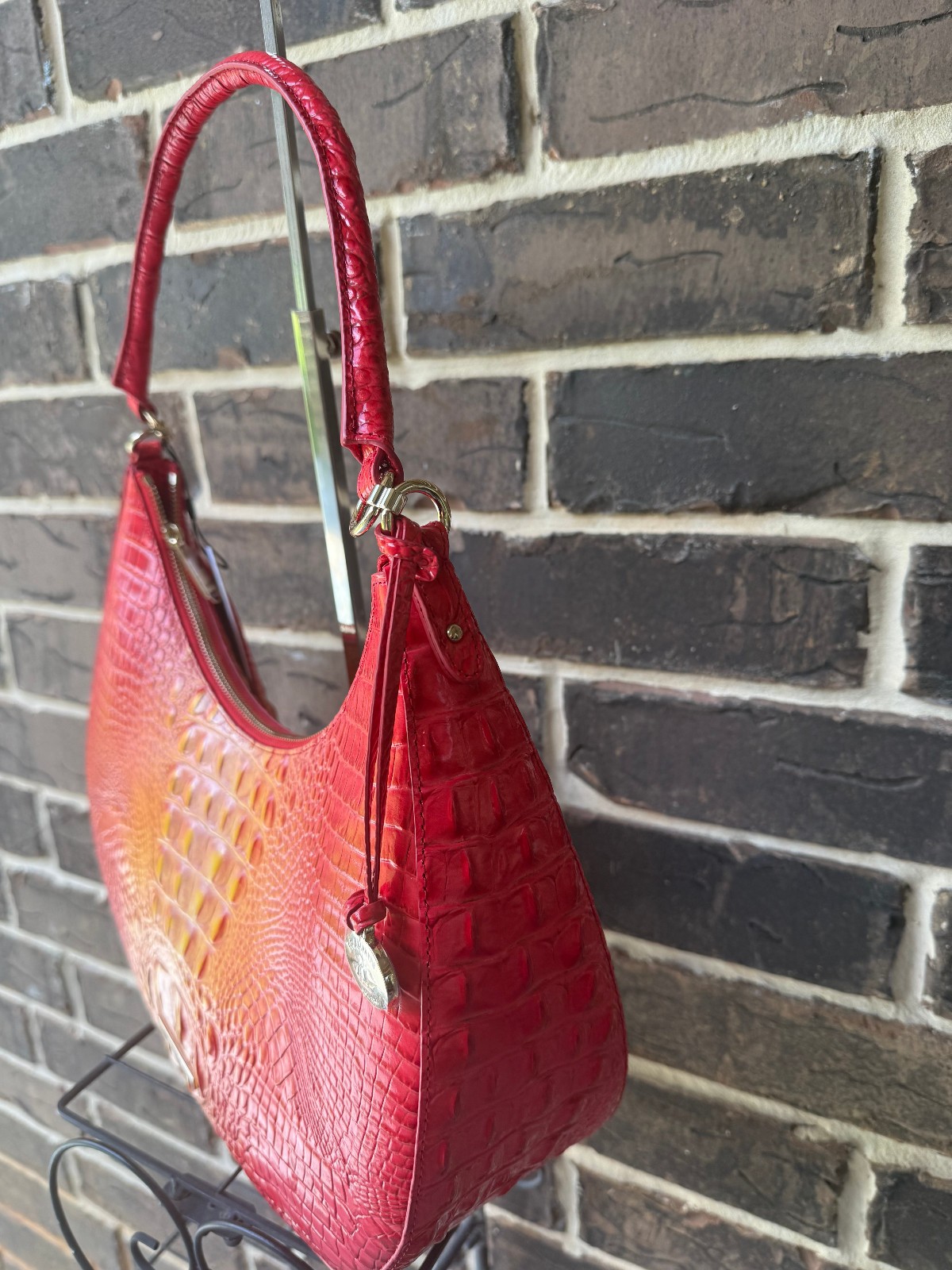 NWT BRAHMIN Bekka Leather Shoulder Bag Infusion Ombre Melbourne orange red