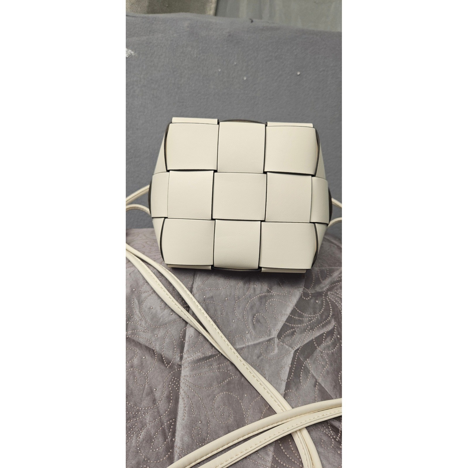 a.n.a Woven Faux Leather Bucket Crossbody Bag Cream Off-White 72848-5