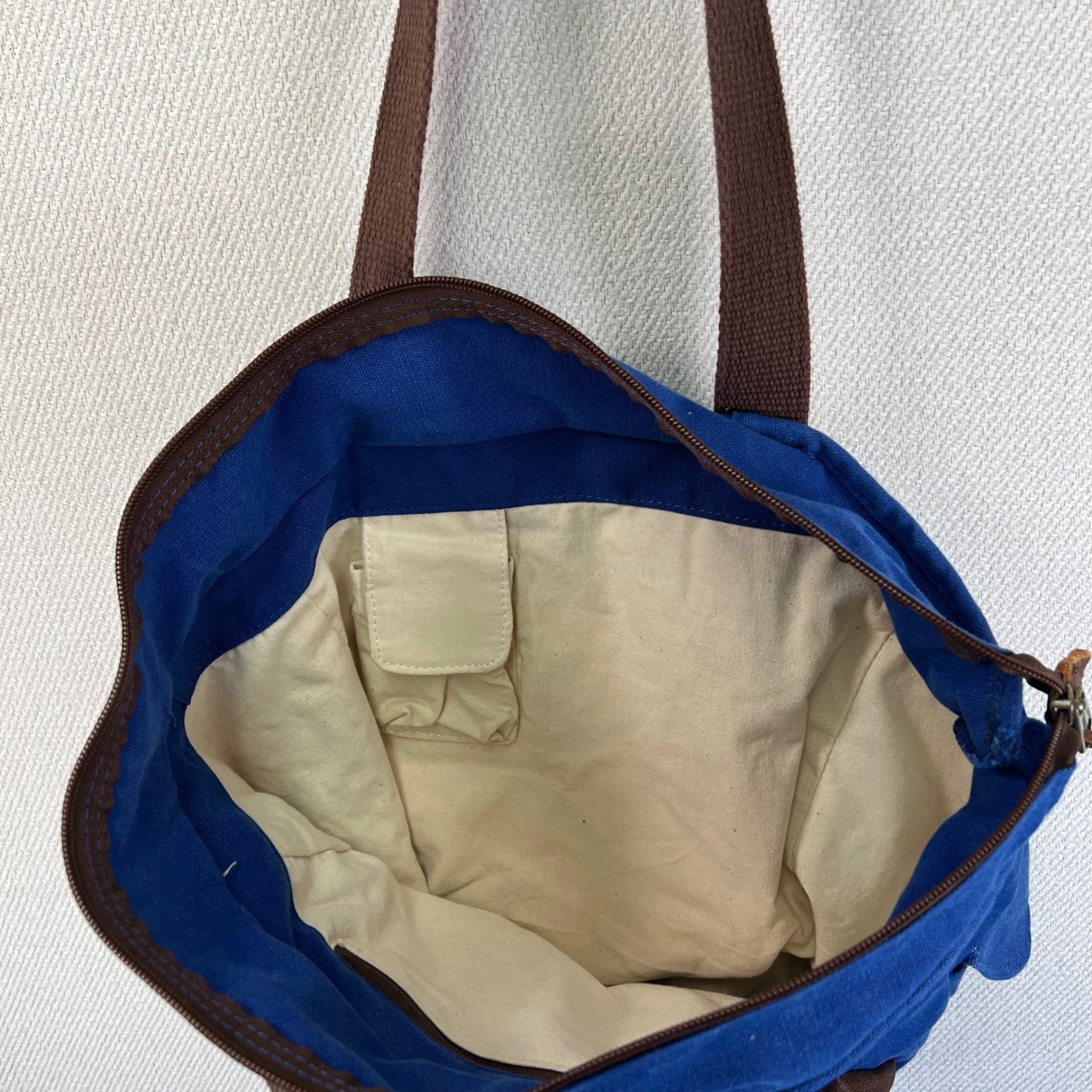 Duluth Trading Co Canvas Tote Bag Blue Brown Utility Workwear Carryall Organizer