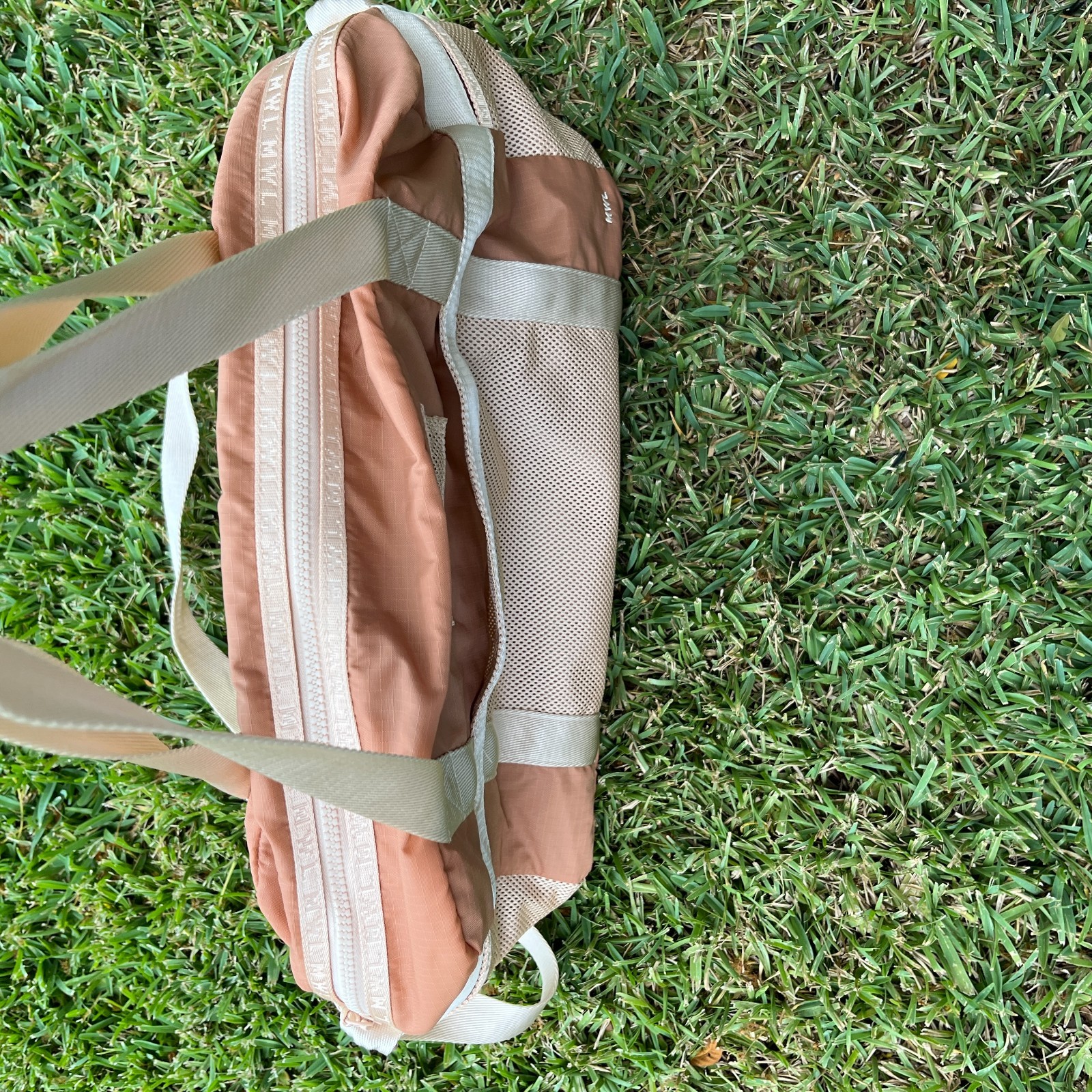Madewell The MWL (Re)sourced Duffle Bag Tote Pink Beige Ripstop Nylon Workout