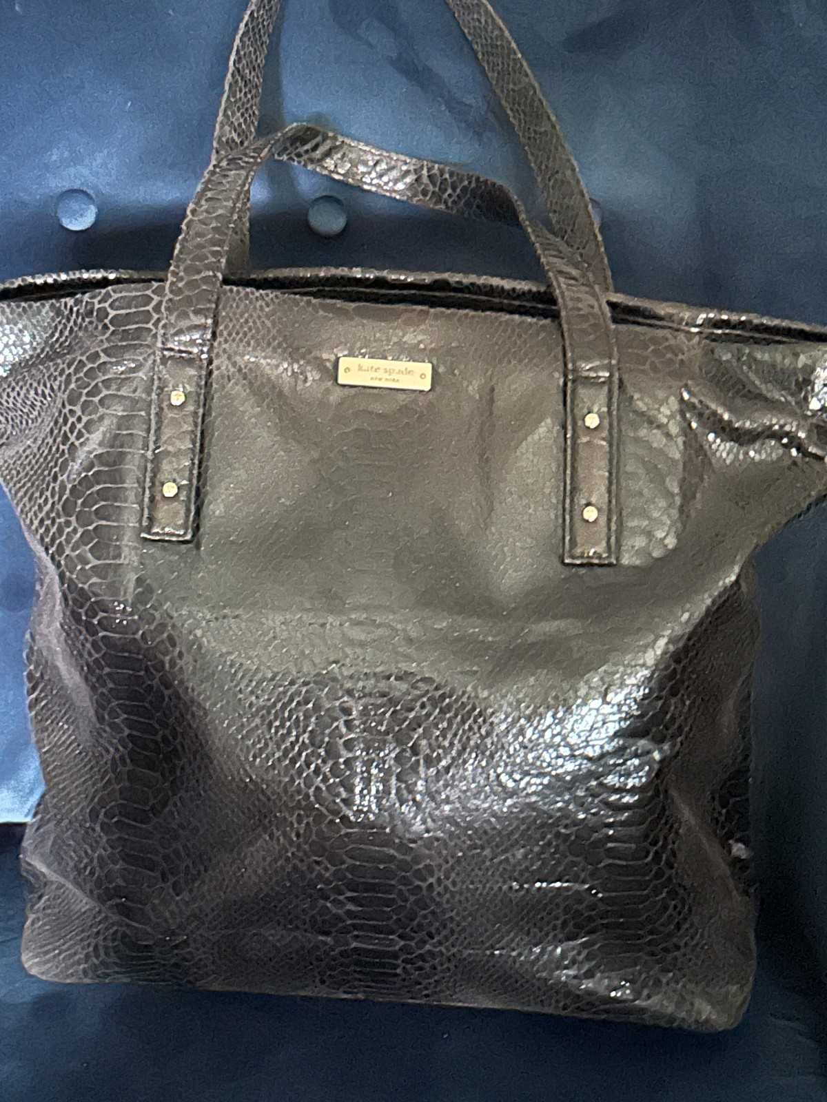 Kate Spade Black Snakeskin Tote – See description for size