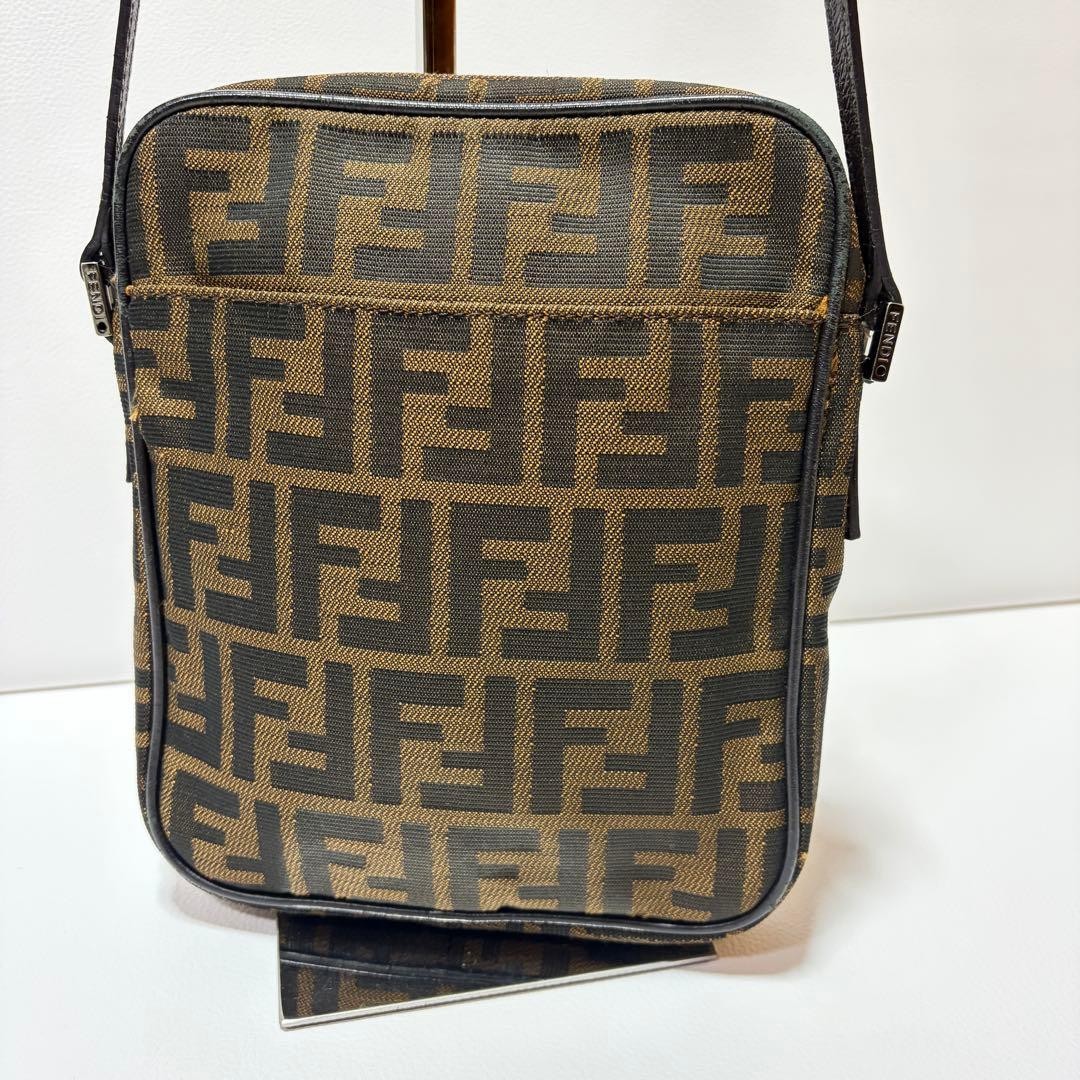 FENDI Square Shoulder Bag Zucca Pattern Sacoche Crossbody 11a