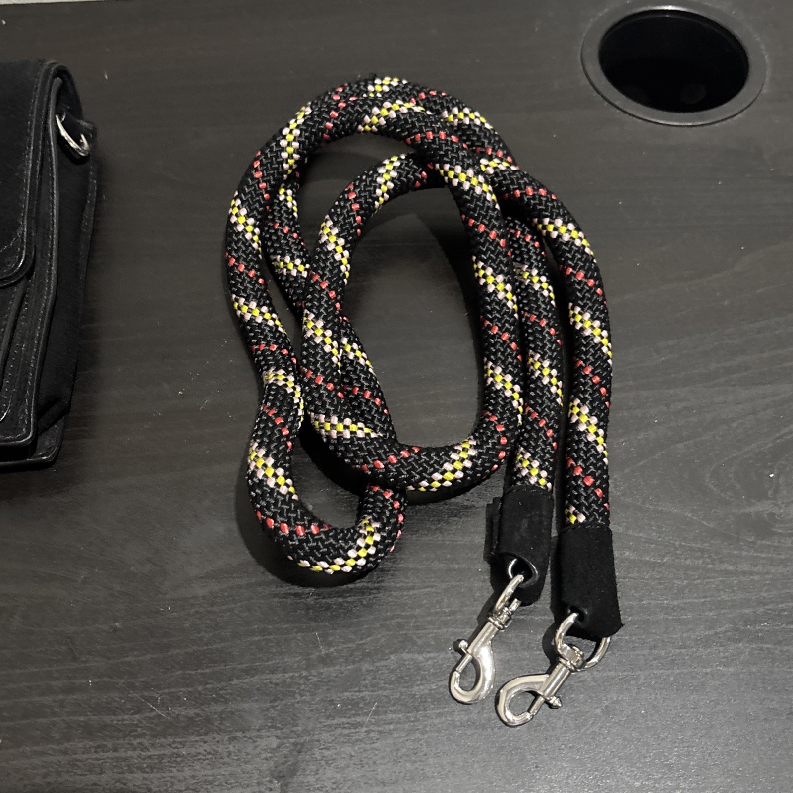Rebecca Minkoff Black MINI-MAC Rope Strap Leather Suede Signature Crossbody Bag