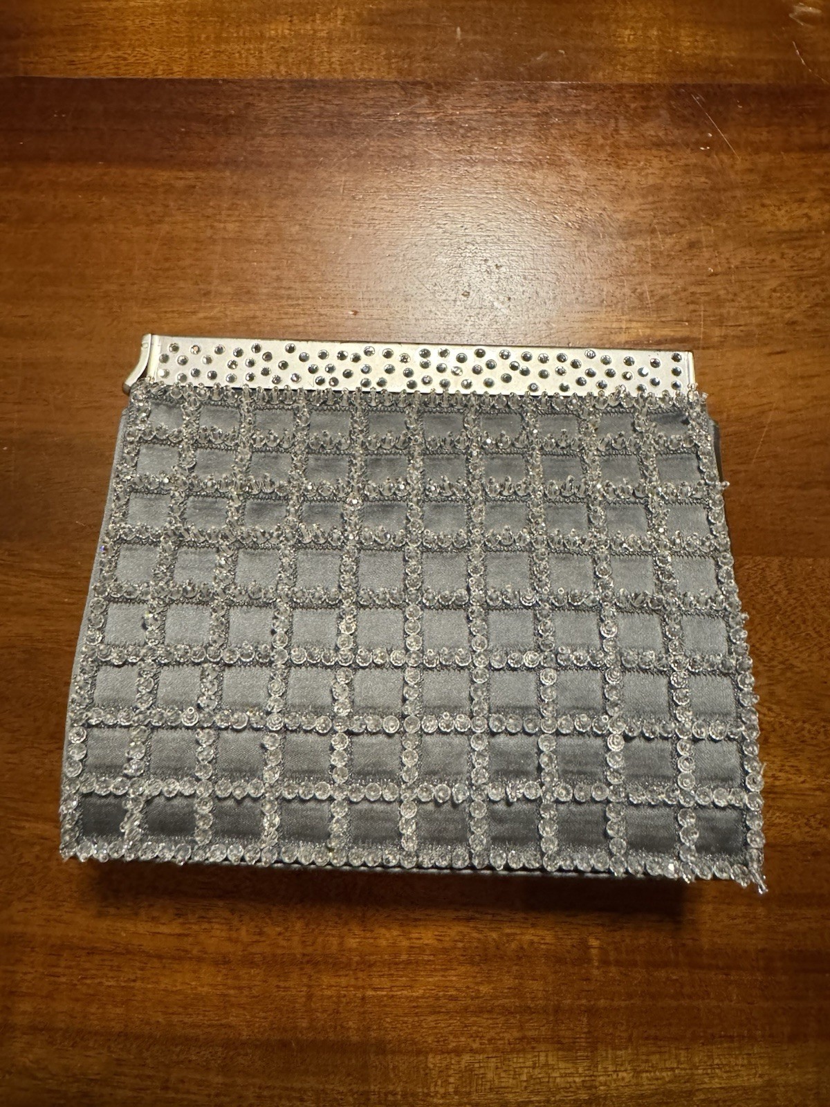 Daniel Swarovski Gray Silver Embellished Evening Purse Bag – Made In Paris