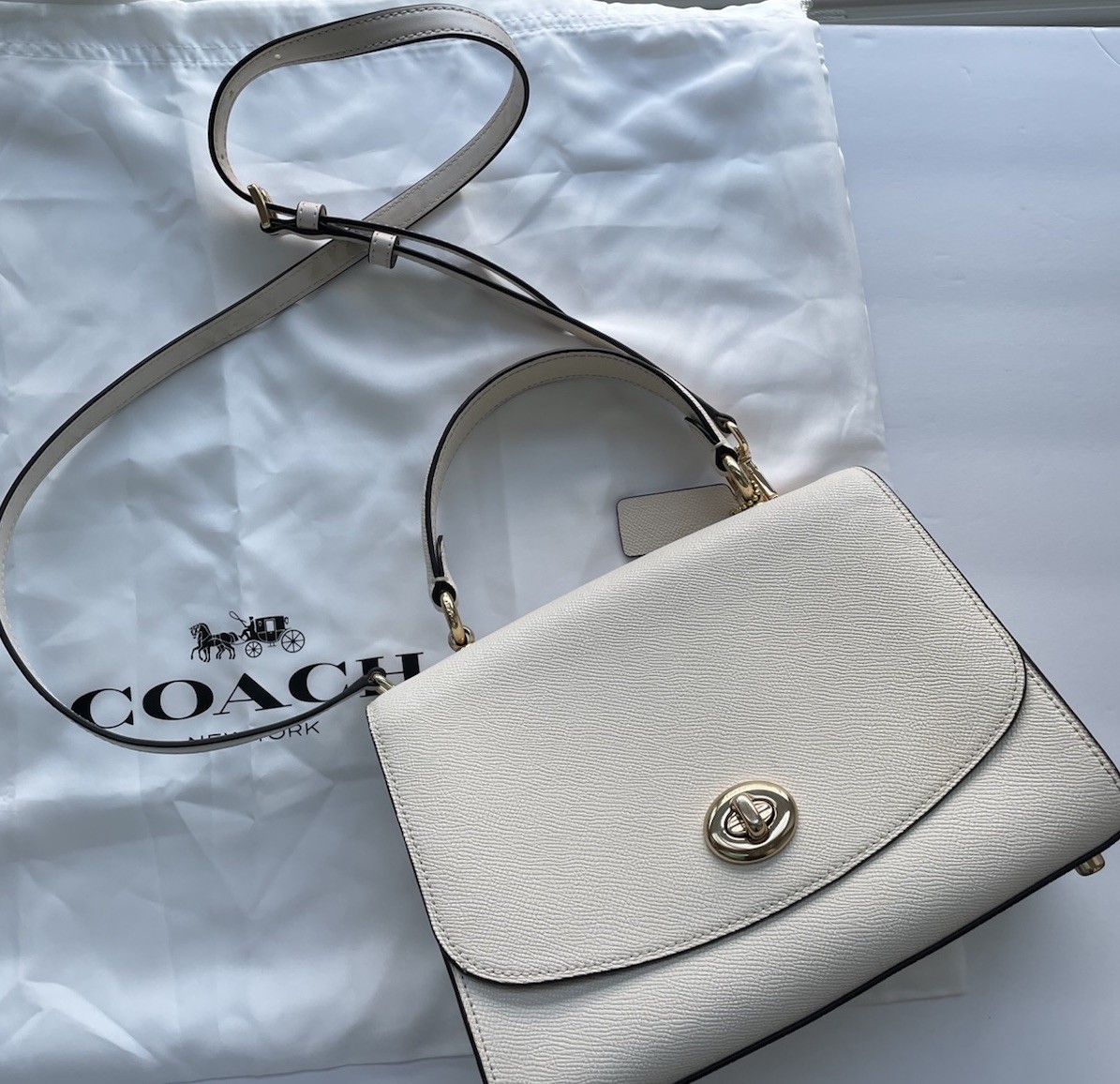 AUTHENTIC COACH CHALK CROSS GRAIN LEATHER TILLY TOP HANDLE SATCHEL