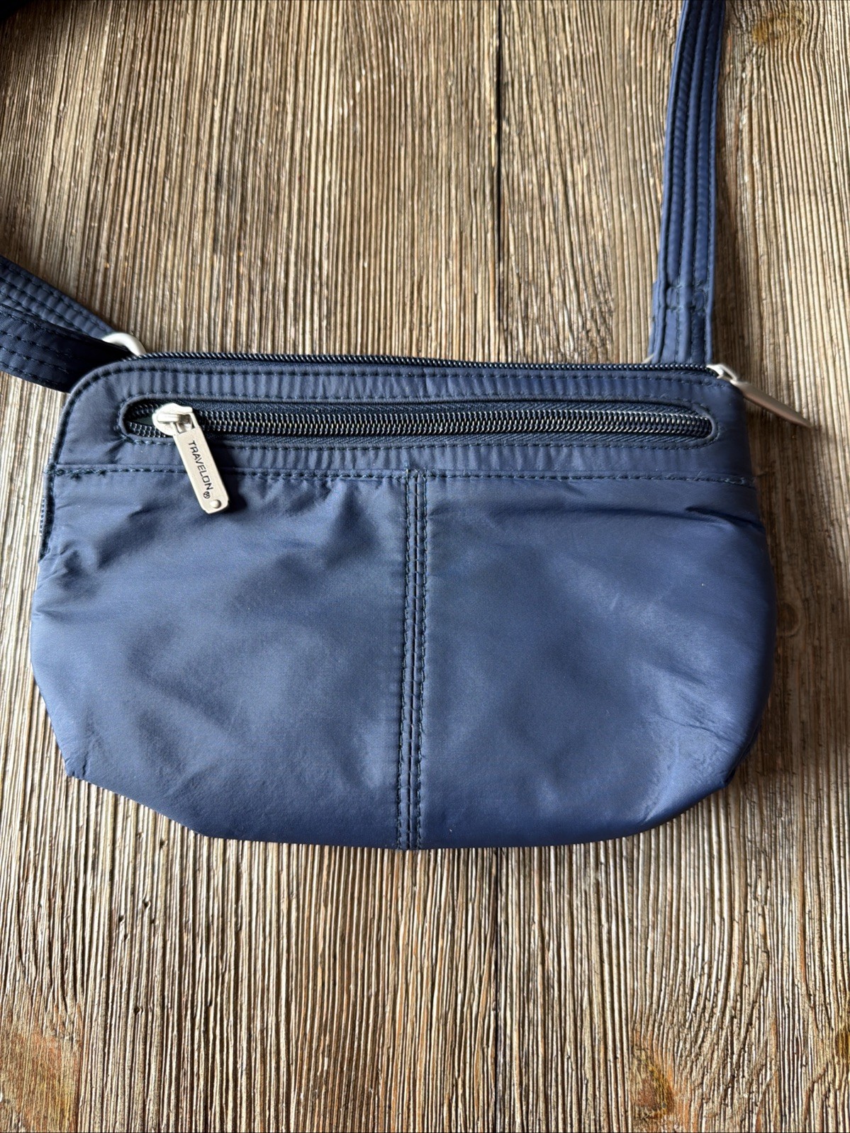 Travelon Sling Bag Crossbody Purse blue Flap Organizer Adjustable fanny pack