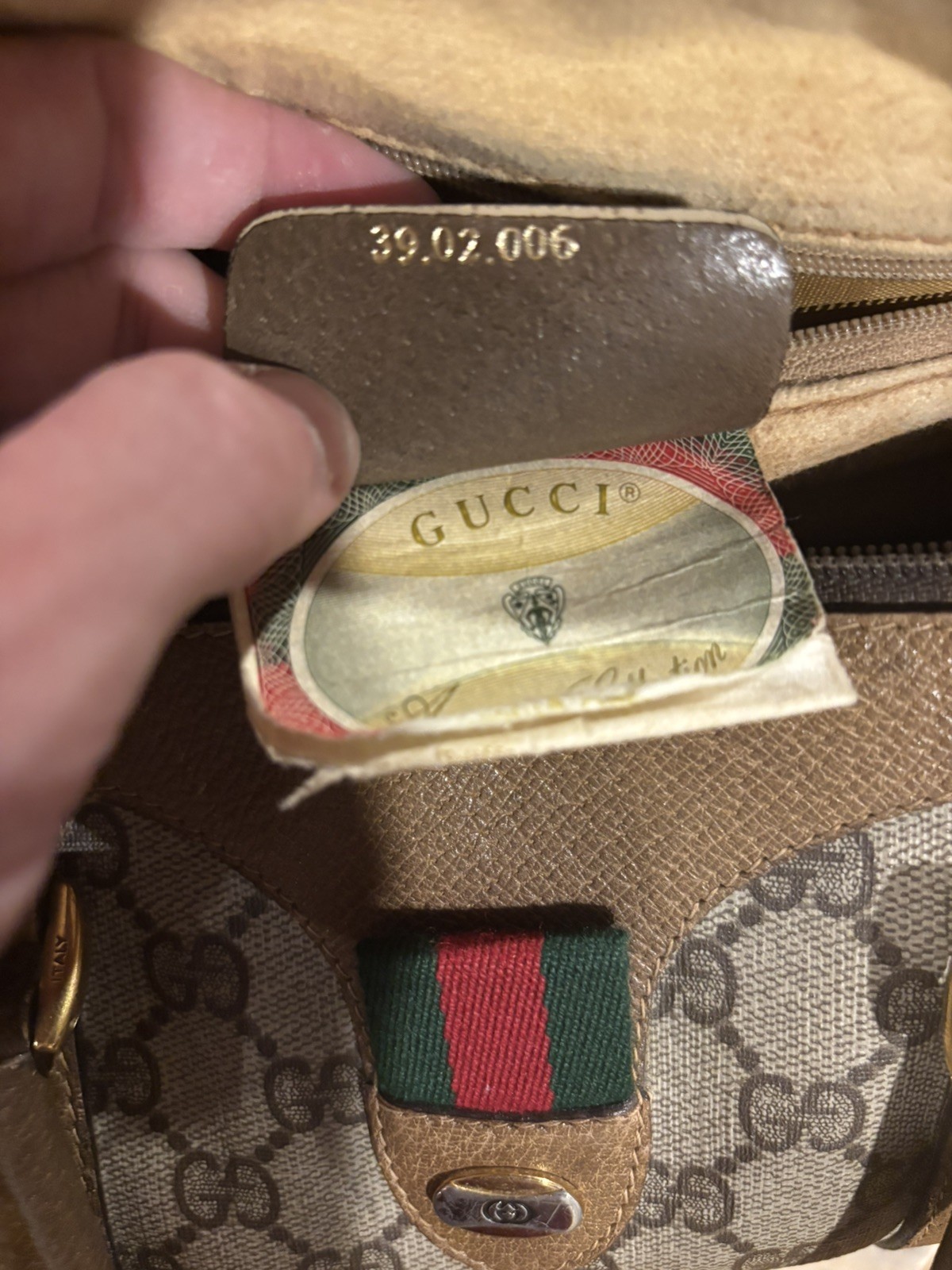 Gucci Sherry Line GG Supreme PVC Leather Boston Bag .