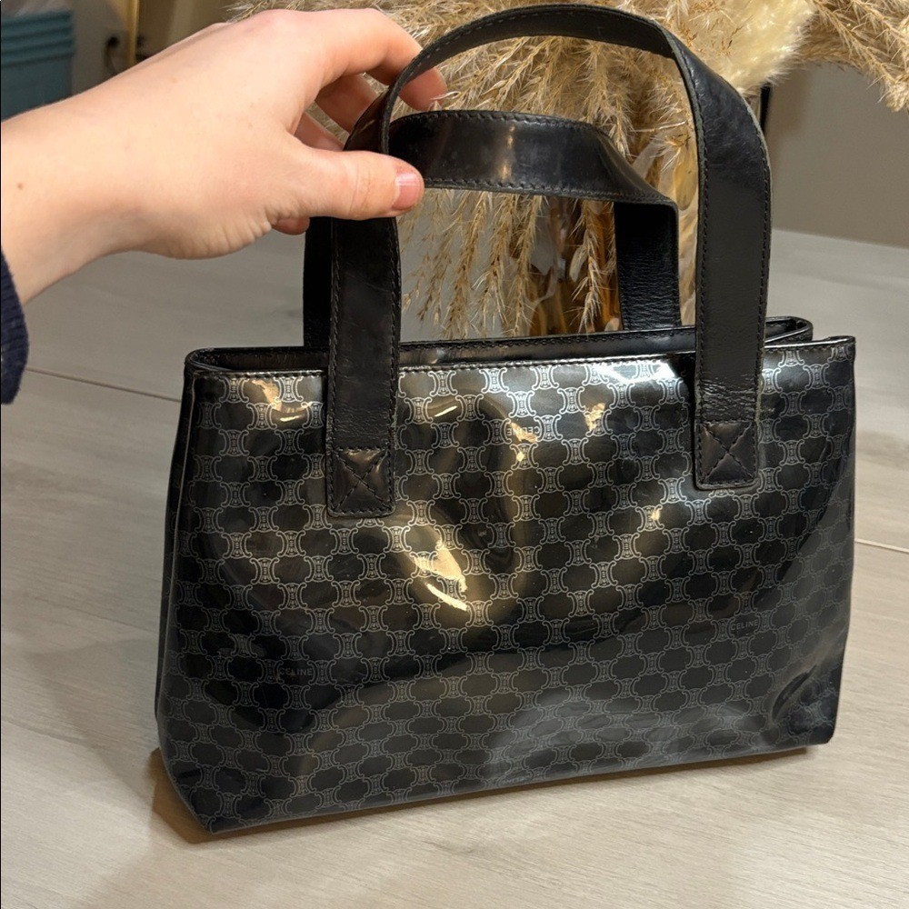Vintage Celine Macadam PVC Mini Tote – Black 11″x7″x3″