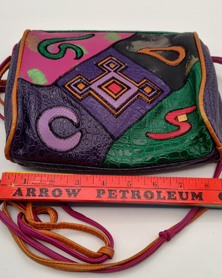 Vtg 80’s Purse NAS Small Crossbody Patchwork Style Bag Colorful Travel