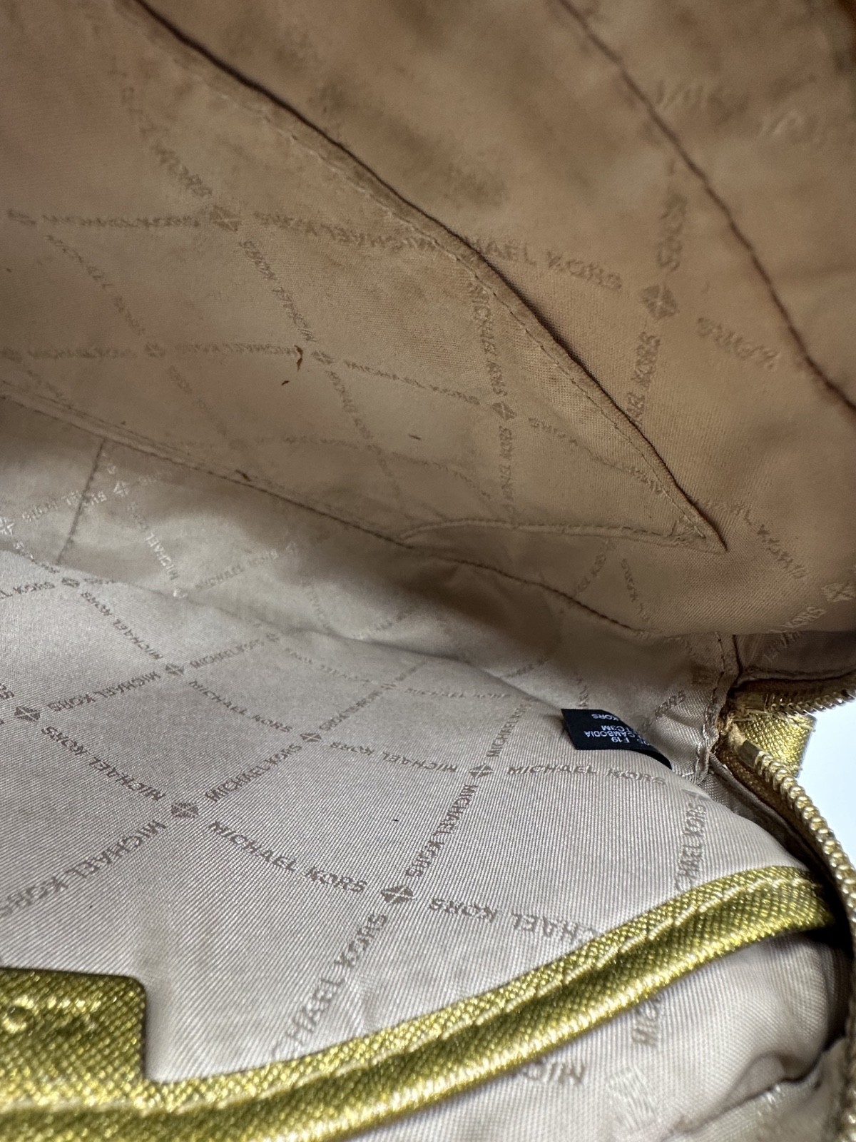 Michael Kors Jet Set Old Gold Crossbody purse Chain Metallic