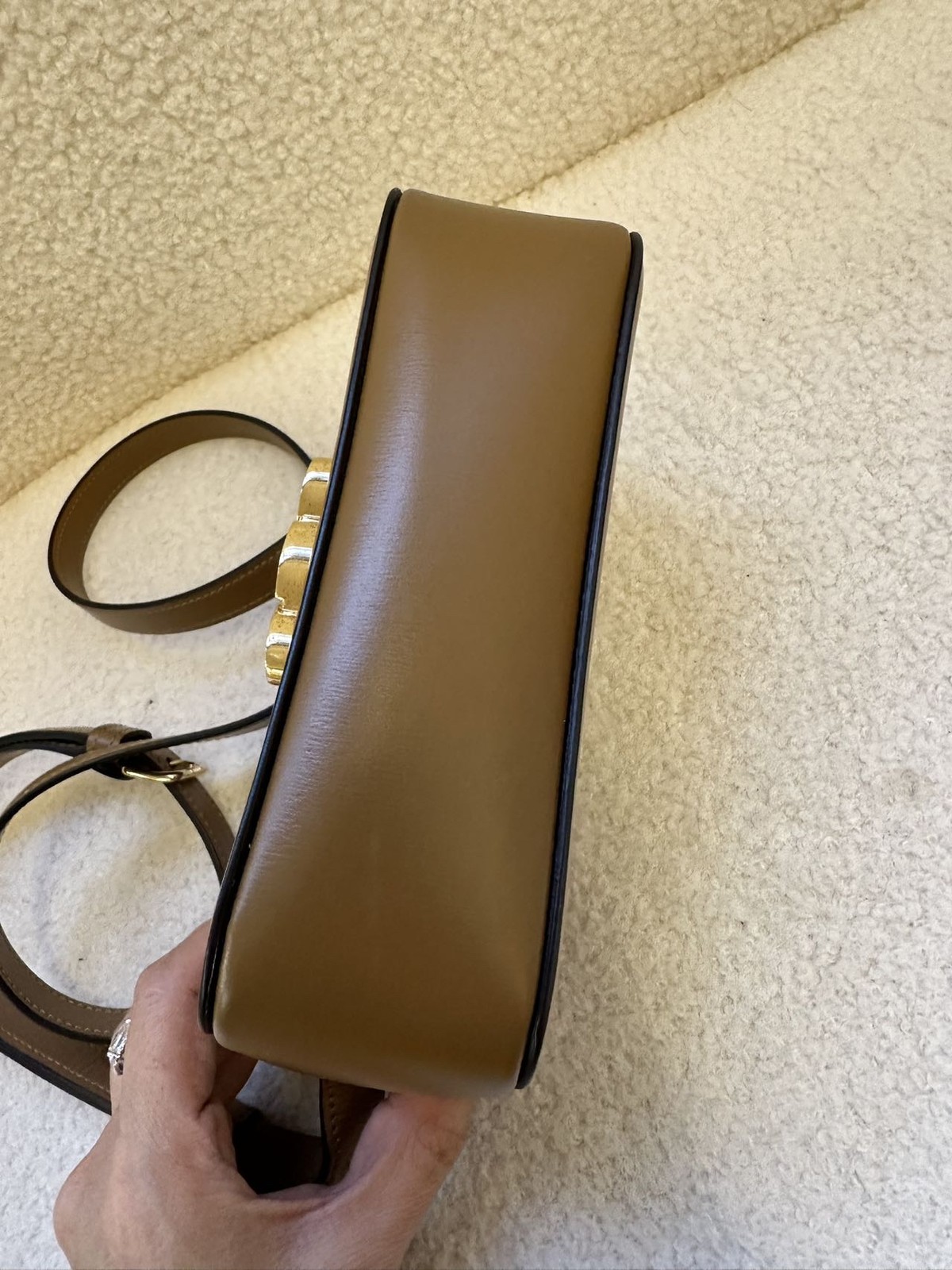 Celine Triomphe Teen Caramel Cowhide Leather Crossbody Shoulder Bag Duty Paid