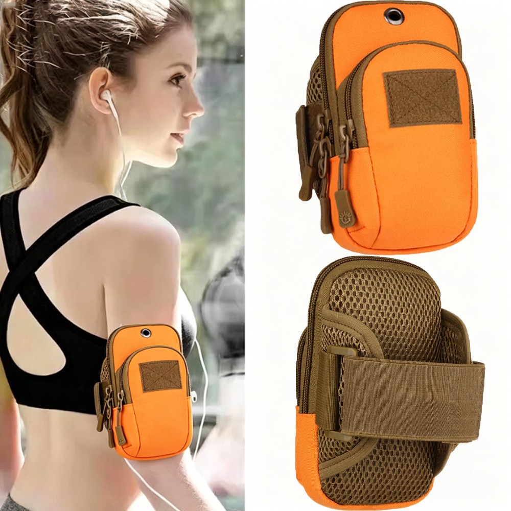 Unisex Molle TelePhone Bag Small Crossbody Purse Shoulder Phone Orange Arm Pouch