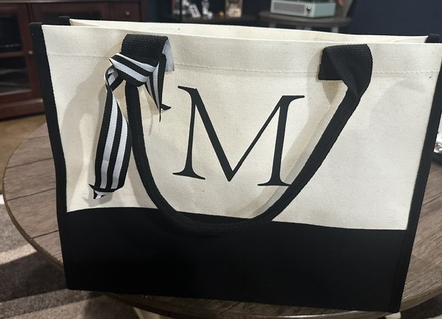 Farmhouse is my Style/ Home Sweet Farm Canvas Tote Bag Initial “M” NEW