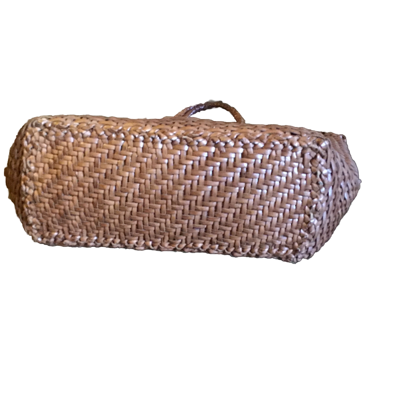 Henry Cuir Tan Woven Leather Shoulder Bag Tote W/ Pouch Mint Condition