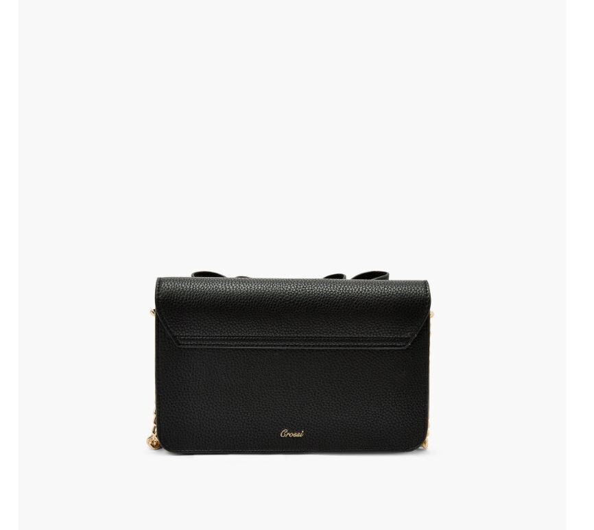 LIKE DREAMS Jane bowtie vegan leather chain strap shoulder crossbody bag -BLACK~