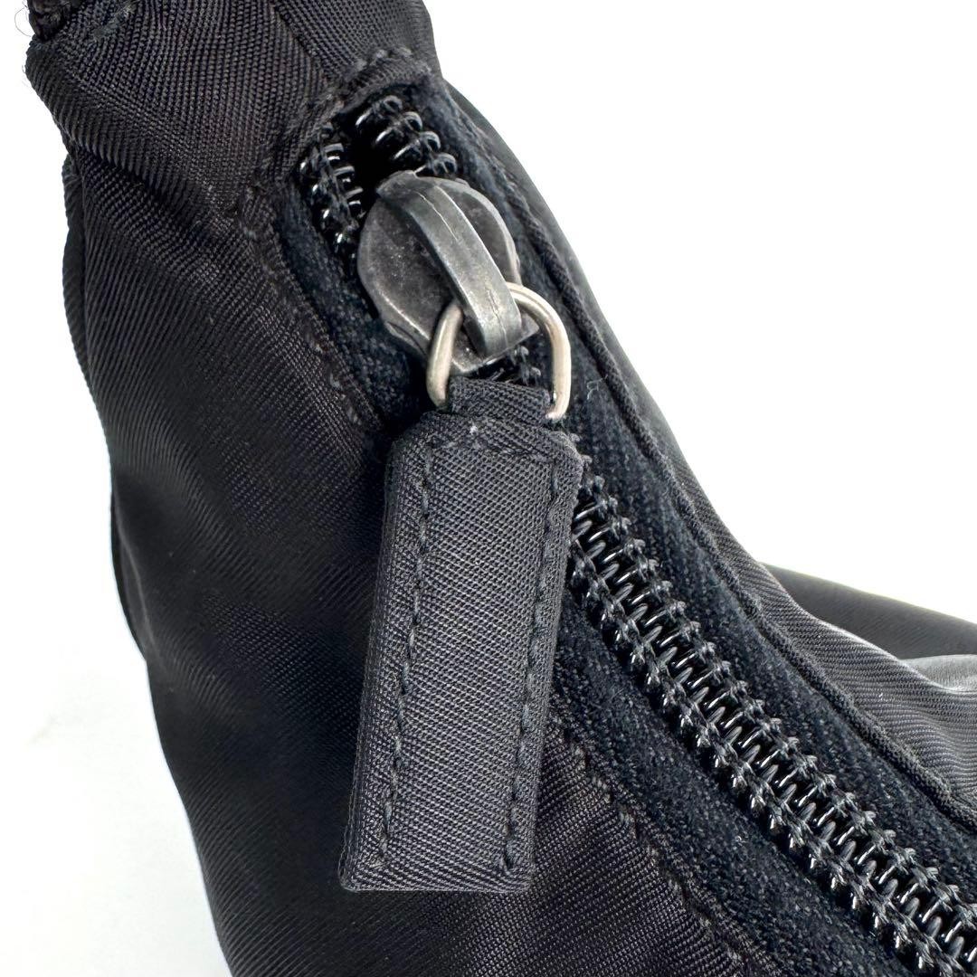 Prada Triangle One Shoulder Bag Nylon Black Used Authentic