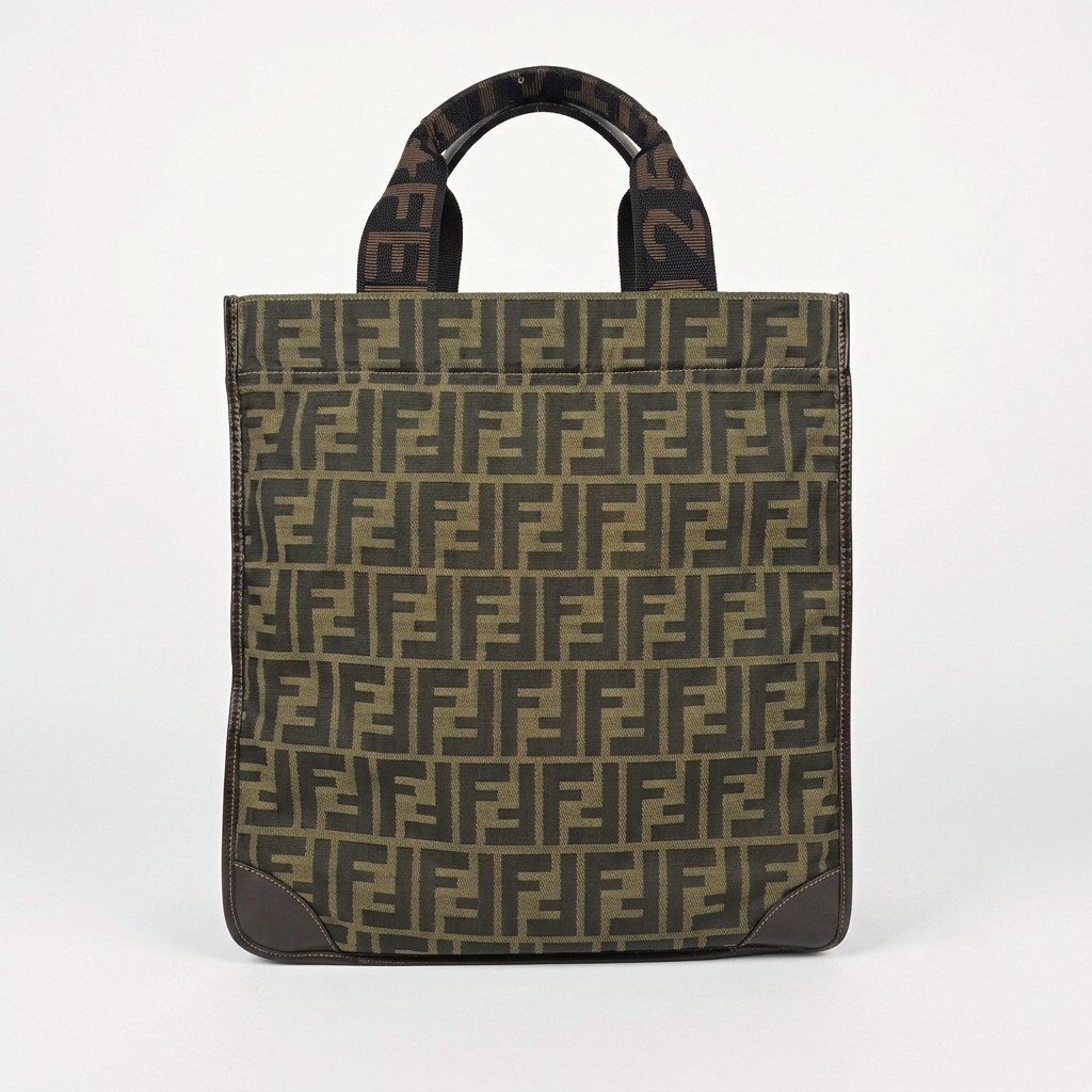 FENDI ROMA 1925 Zucca Pattern Folding Tote Bag 26555 Brown Canvas Leather Women’