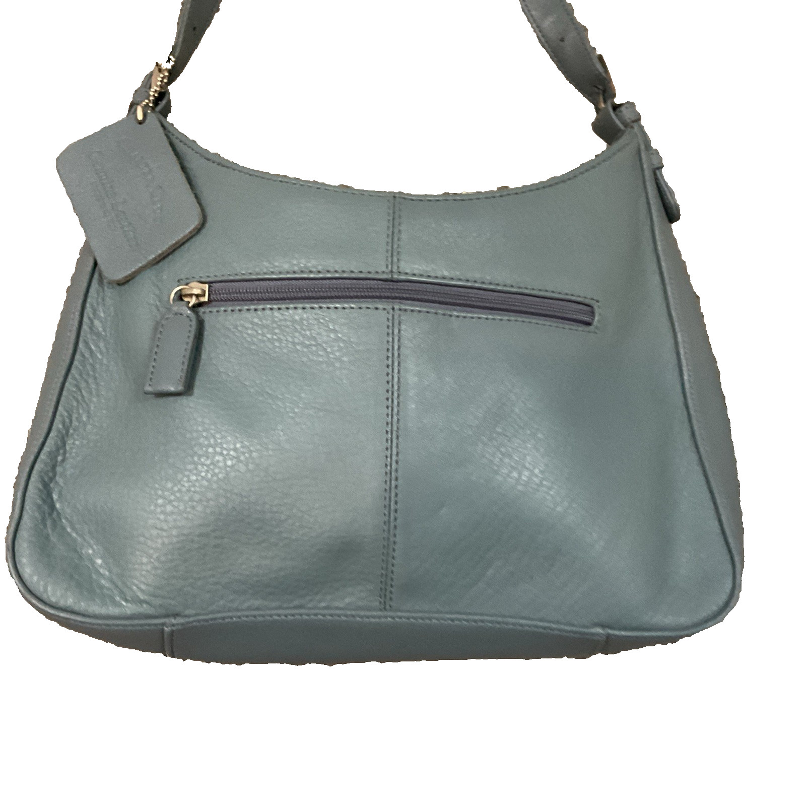 Vtg 90’s Charter Club Classic Slate Gray Leather Purse Shoulder Career Handbag