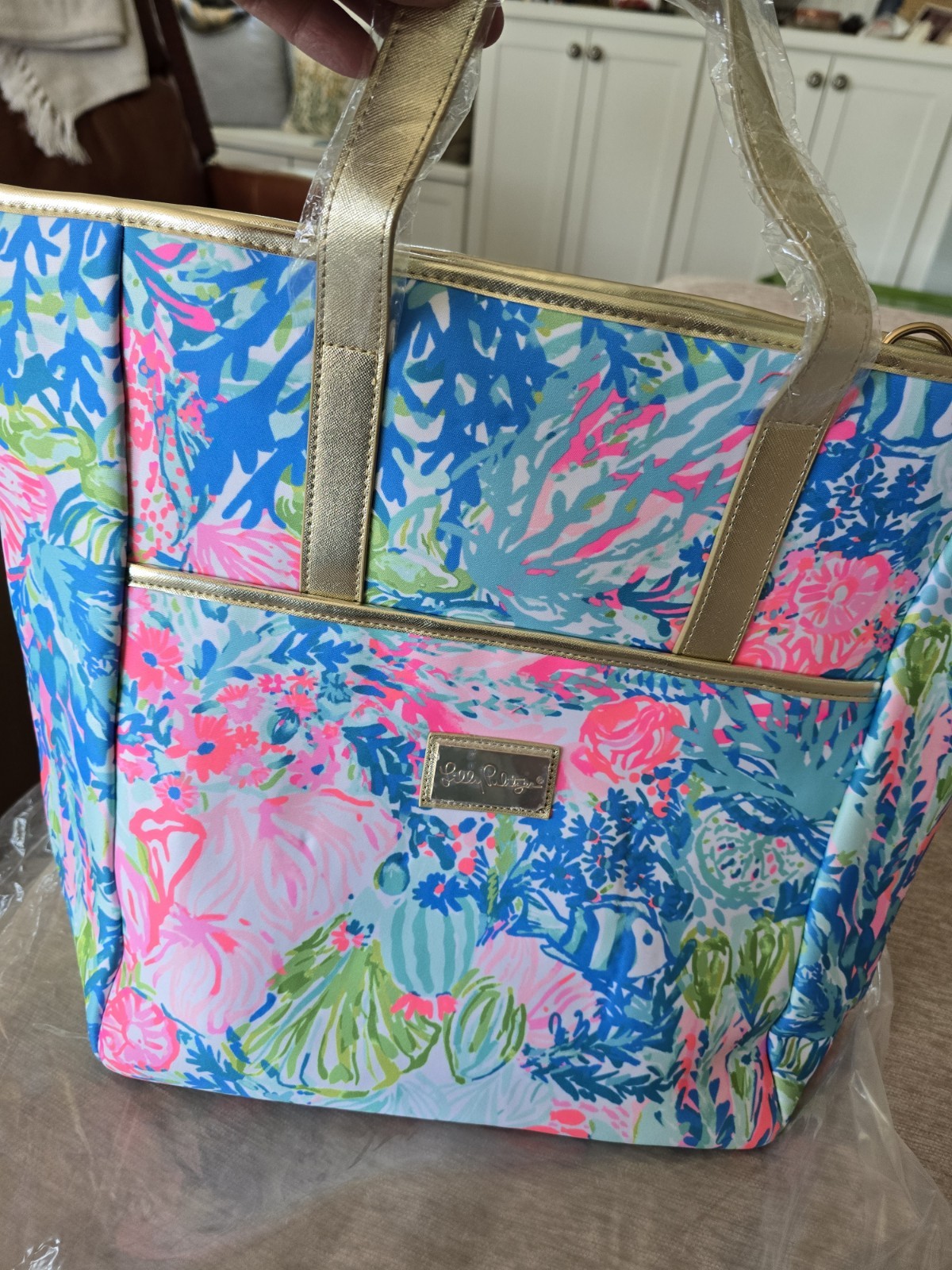 NWT Lilly Pulitzer Large Multi Tote Backpack Neoprene Fish My Wish Repaired