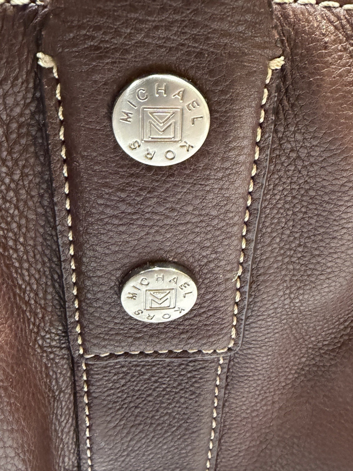 Michael Kors Greenwich Work Tote Genuine Leather Coffee Brown READ