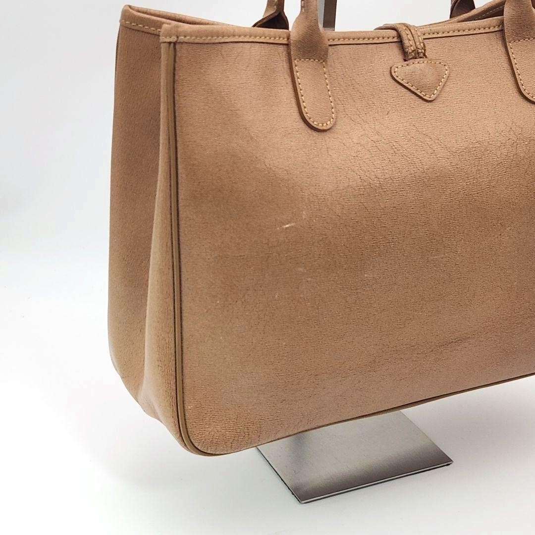 Longchamp Hand Bag Tote Purse Logo ROSEAU Leather Camel Authentic