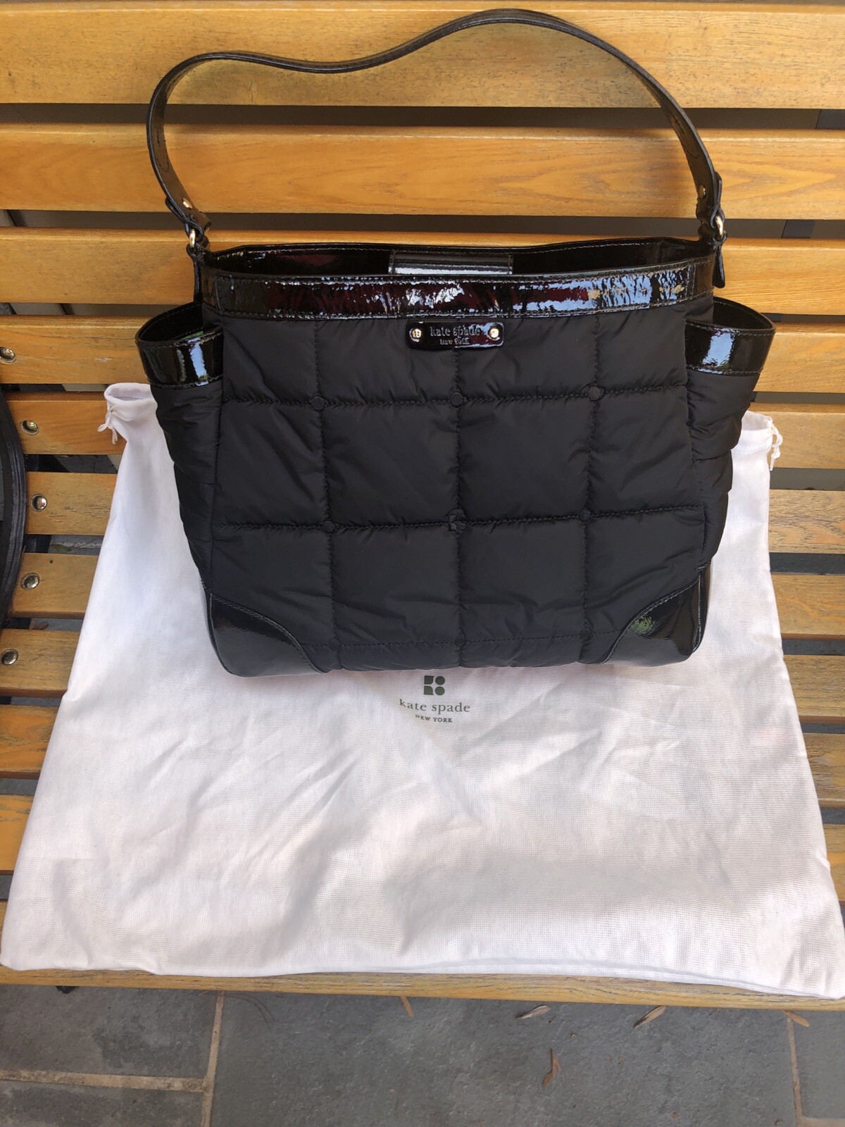 Kate Spade Black With Green Interior PXRU0578 S363 Ladies Handbag With Dust Bag