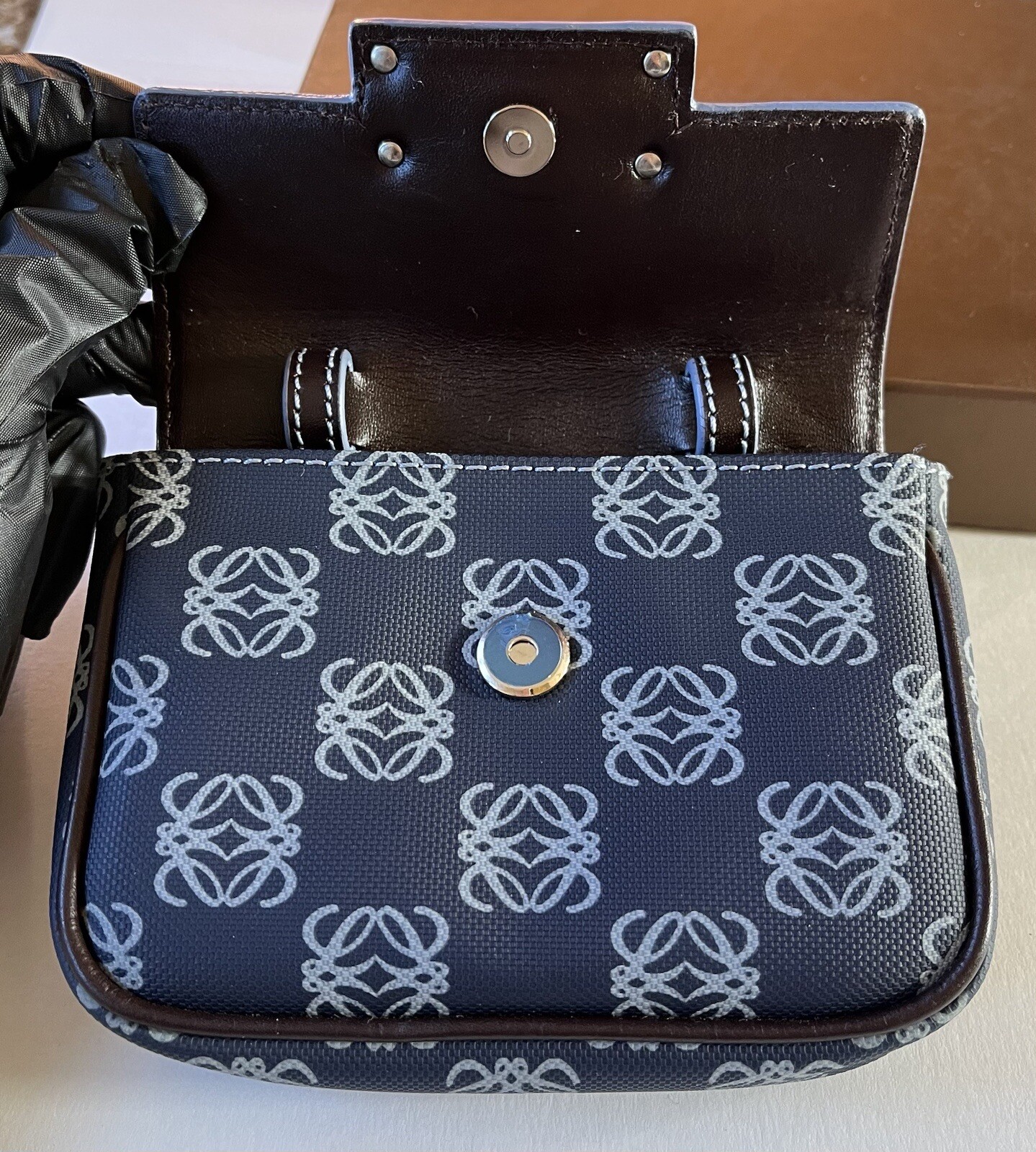 Loewe 2000S Navy Blue Anagram Pocket Belt Mini Interchange Crossbody Bag