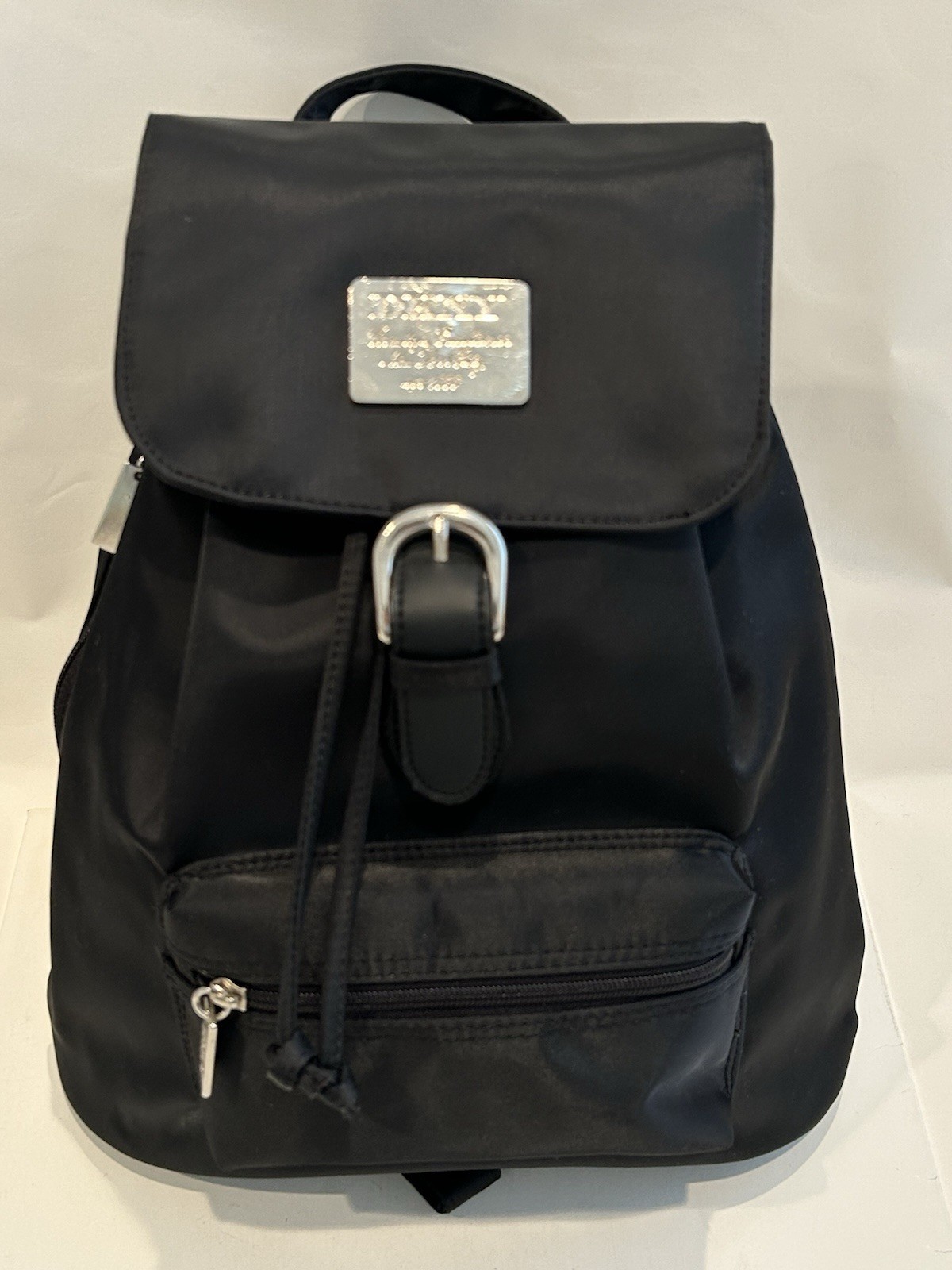 Vintage DKNY Nylon Black Backpack (Creative Excellence) EUC 13×12 In Side Zipper
