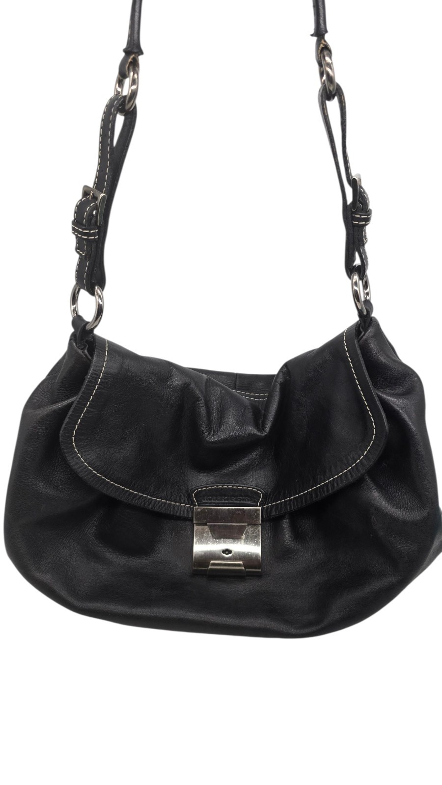 Vintage Robert Pietri Black Leather Shoulder Purse Handbag-Made In Spain