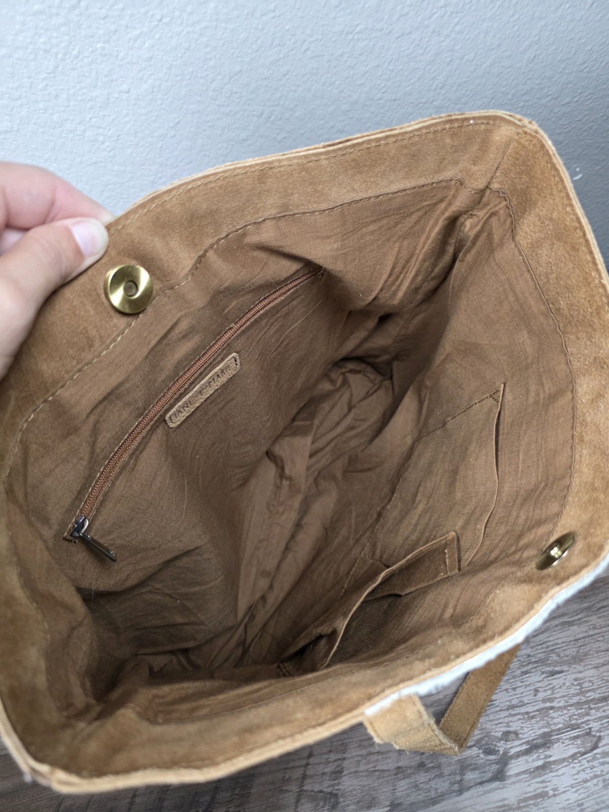 Jane Marie Large Cow Hair On Suede Leather Gold Foil W/ Wallet Set