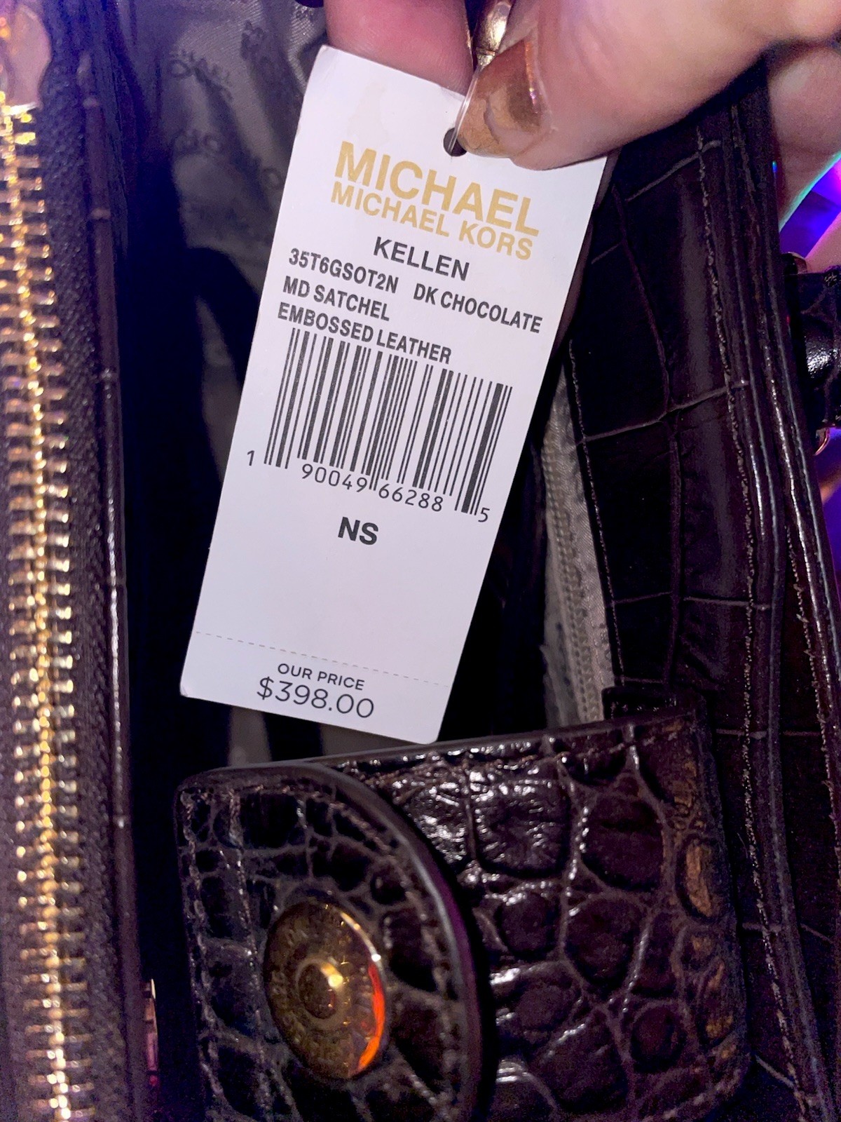 Michael Kors Dark Chocolate Kellen Top Double Zip Satchel