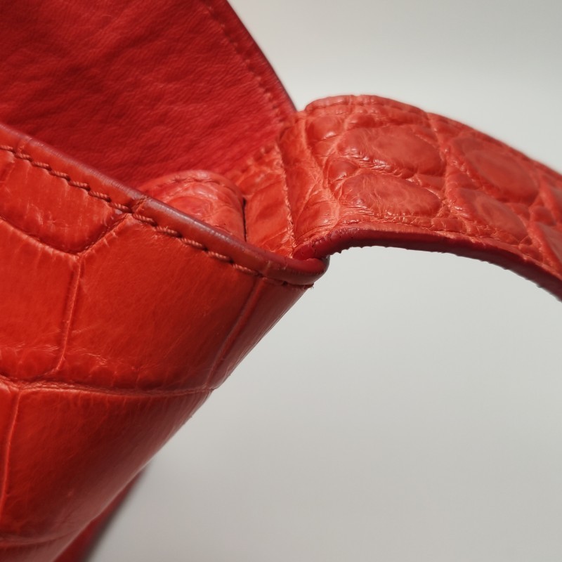 Celine Luggage Mini Red Croc Embossed Cowhide Carry Personal Items Duty Paid