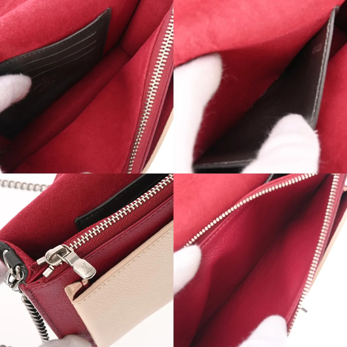 Louis Vuitton Pochette M63470 Shoulder Bag Calfskin Cream #WB2475