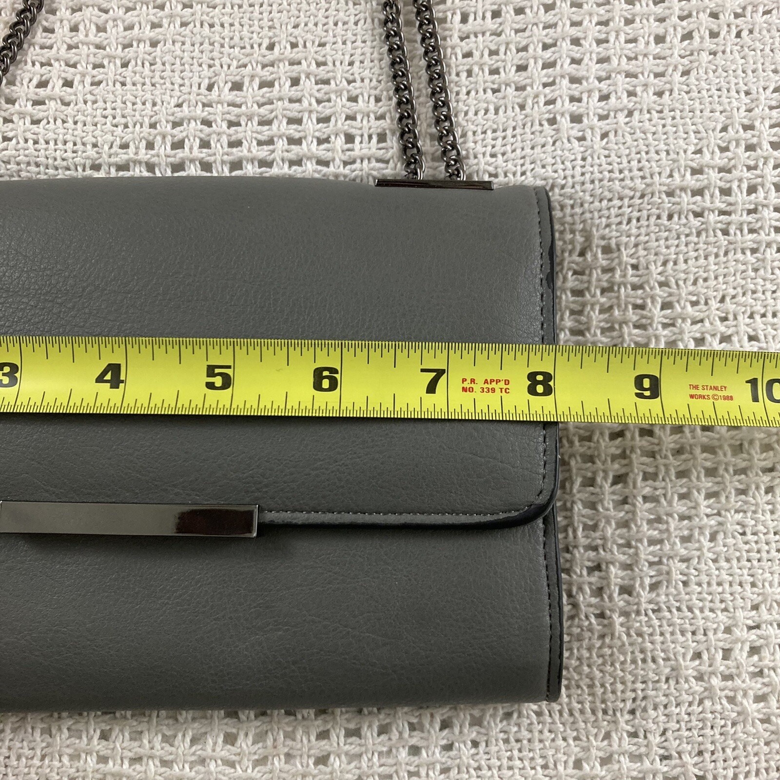 Gray Envelope Purse INC Charcoal Chic Adjustable Dark Metal Chain Shoulder Strap