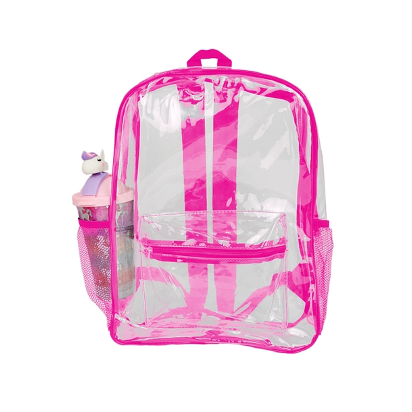 Extra Large Pink Color Outlined Clear Stadium PVC Backpack