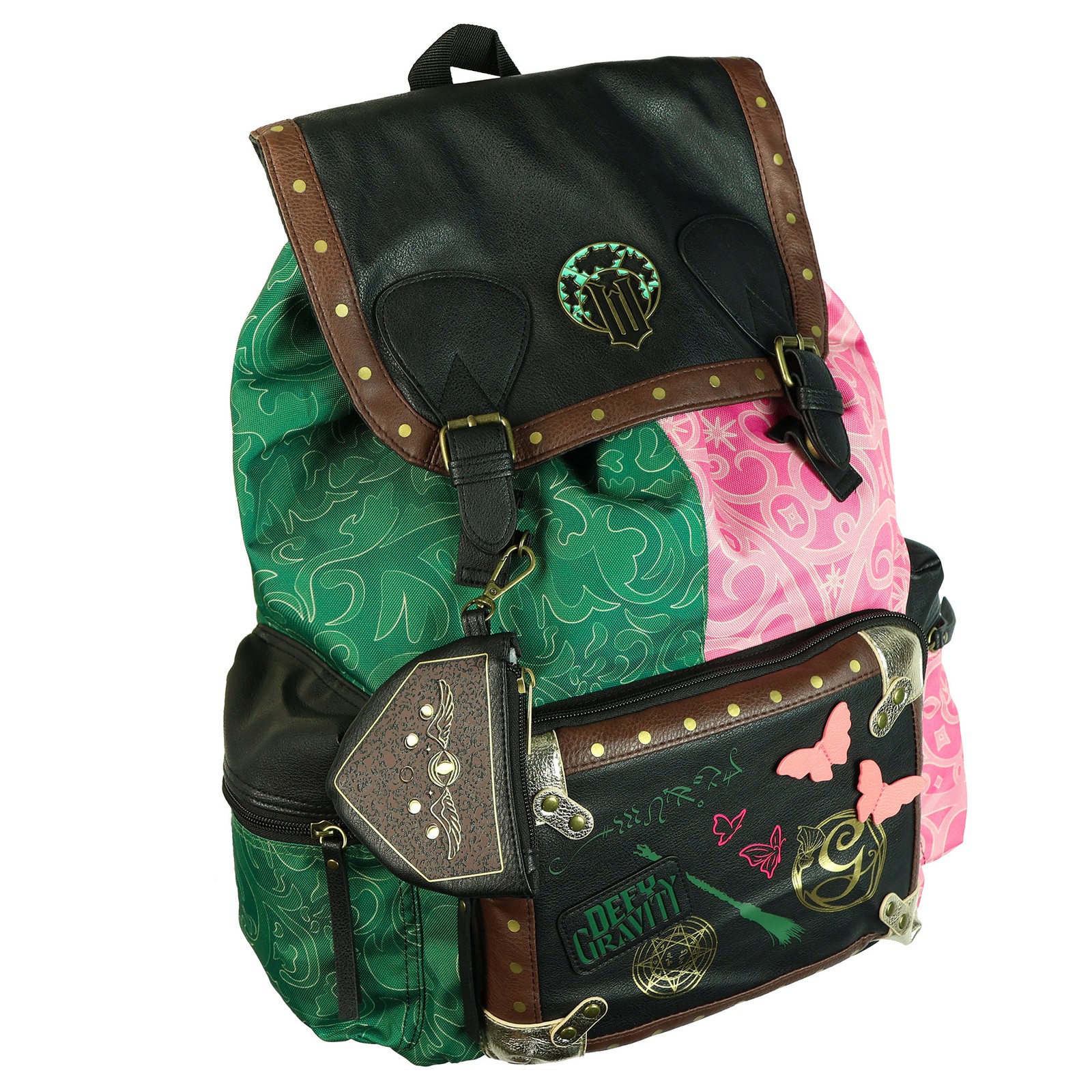 Wicked Backpack 18″ Elphaba & Glinda Split Color Bag with Grimmerie Coin Purse