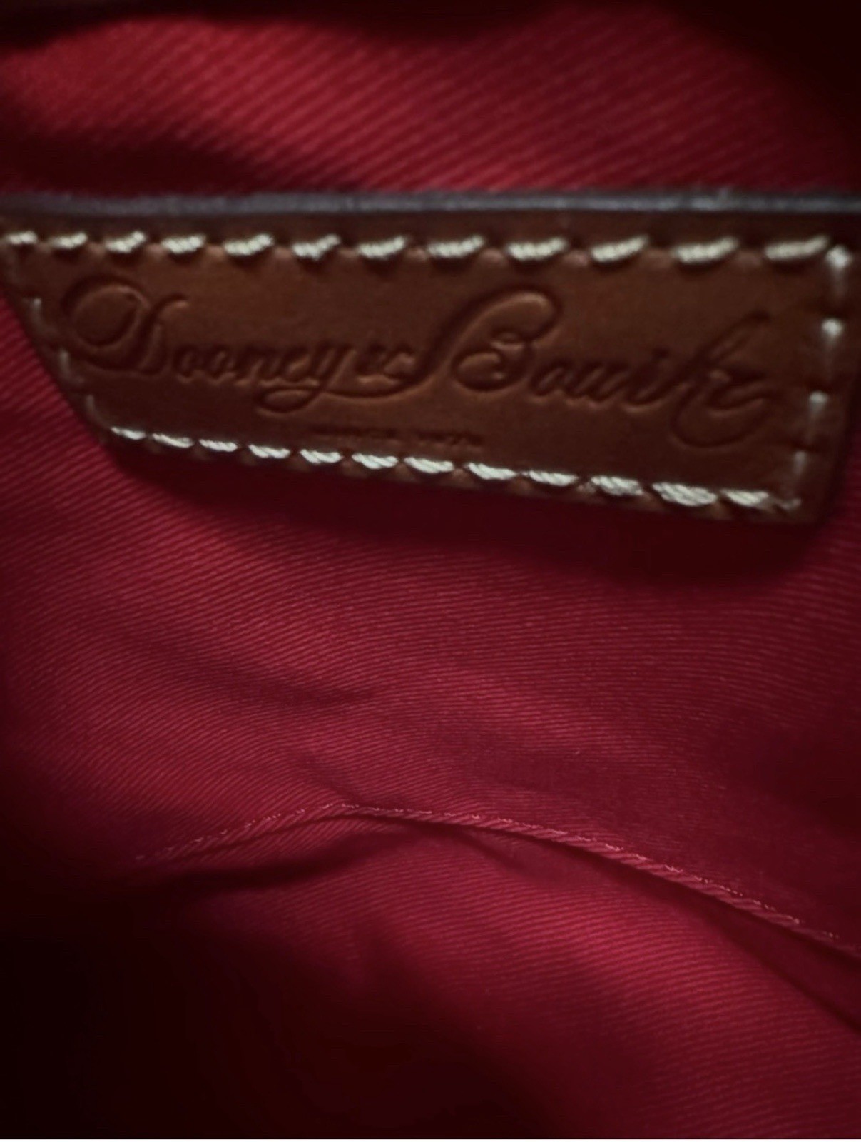 Dooney & Bourke Burgundy Bucket Drawstring Crossbody Bag Suede Leather Trim