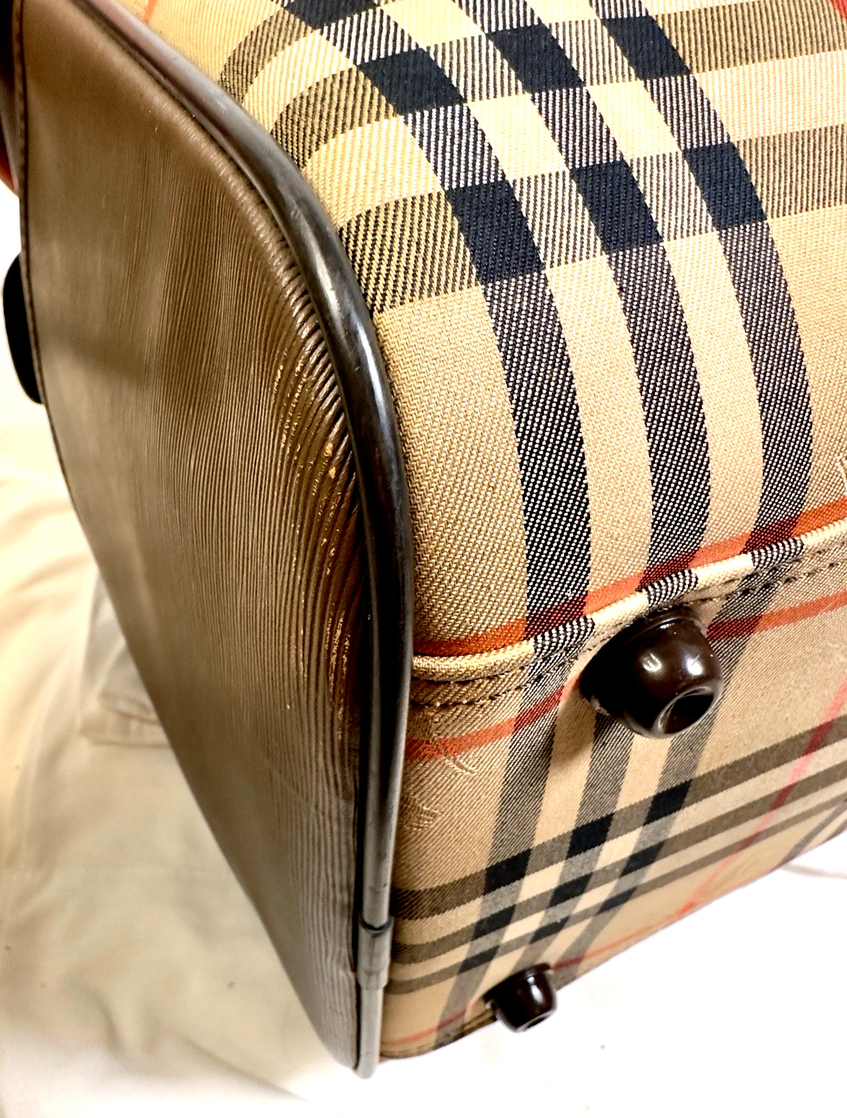 Burberry Vintage Horse Ferry Check Canvas Duffle Bag ~Includes COA~