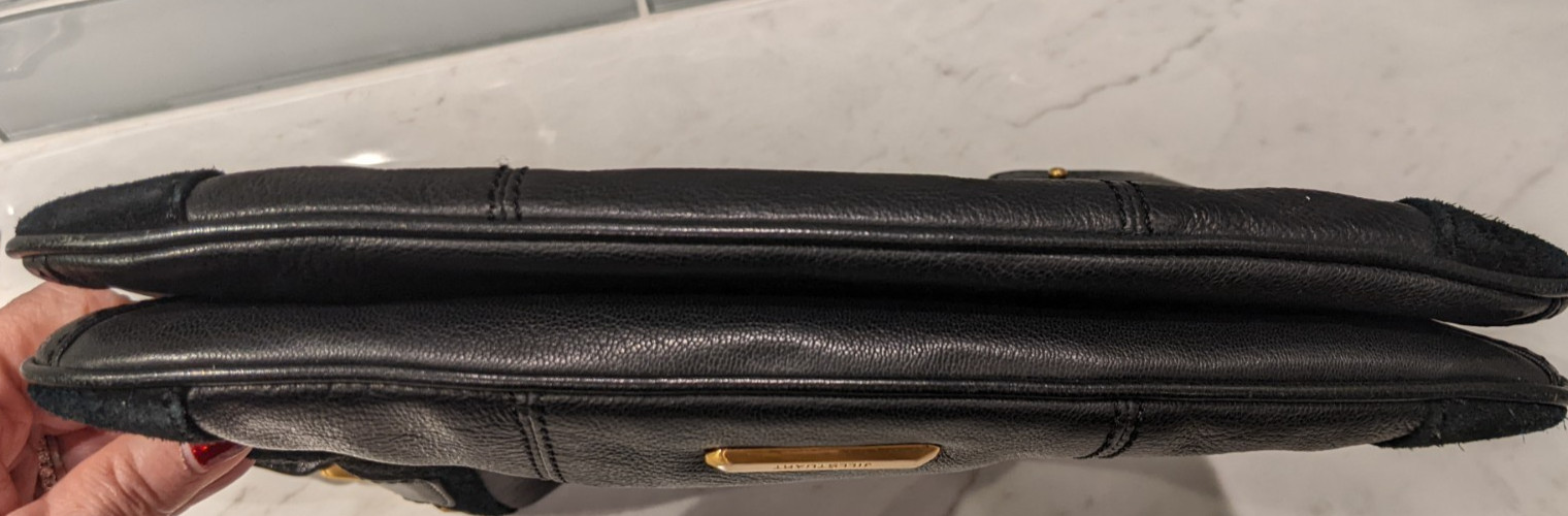 Jill Stuart Black Pebbled Leather & Suede Shoulder Handbag/Purse GORGEOUS!