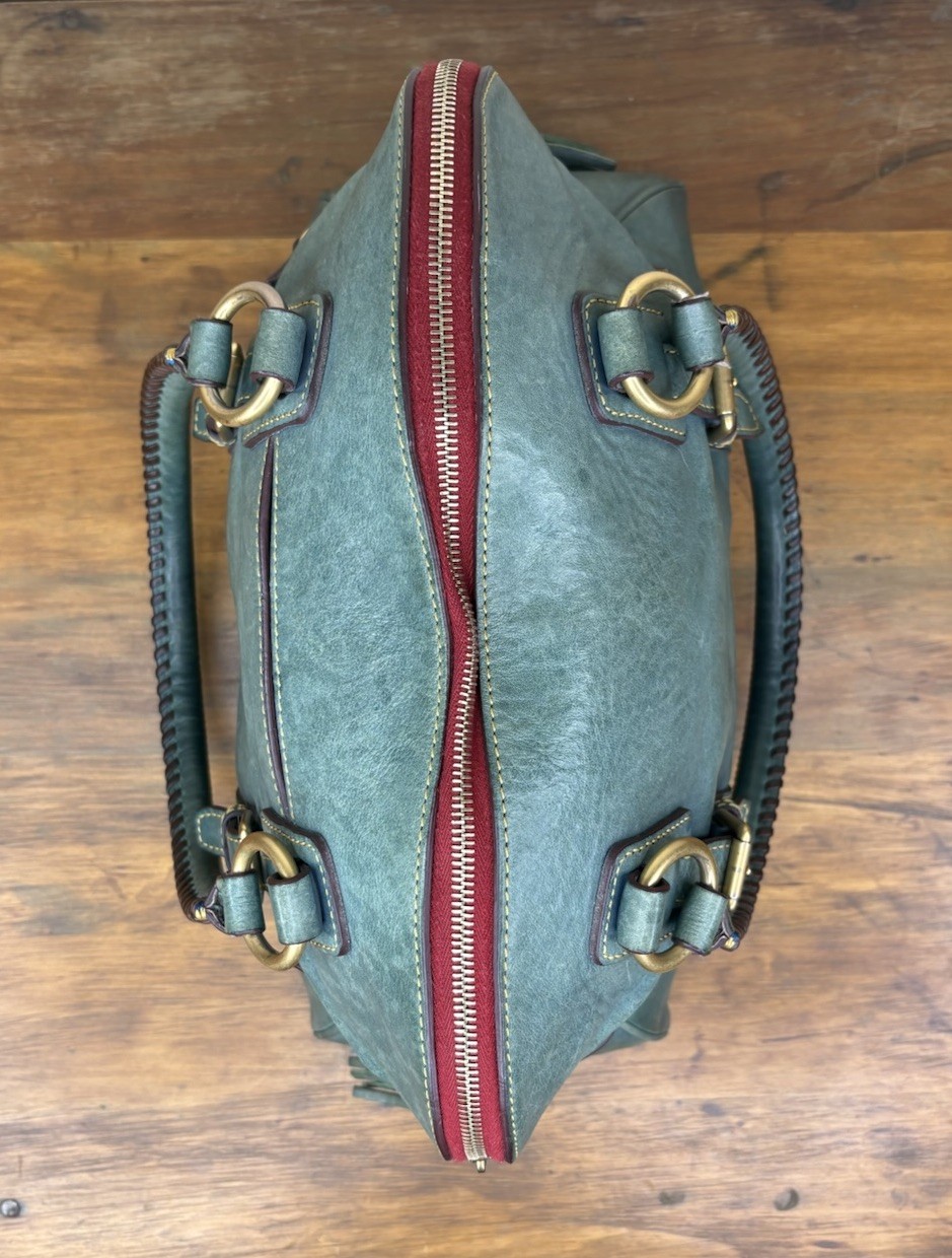 Dooney & Bourke Florentine Domed Buckle Satchel Teal Leather Tassel Bag J4092168