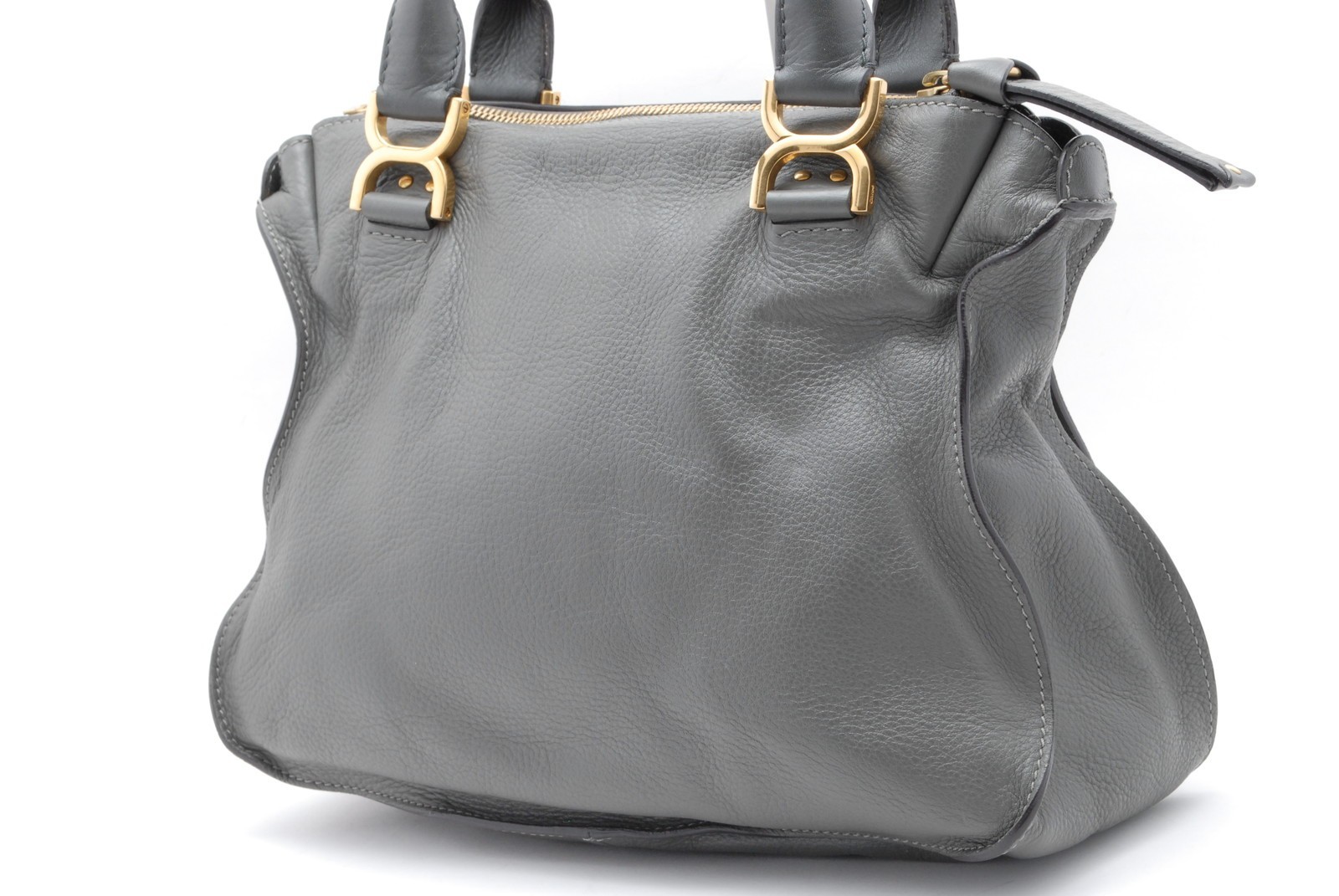 Chloe Marcie Shoulder Hand Bag Leather Gray