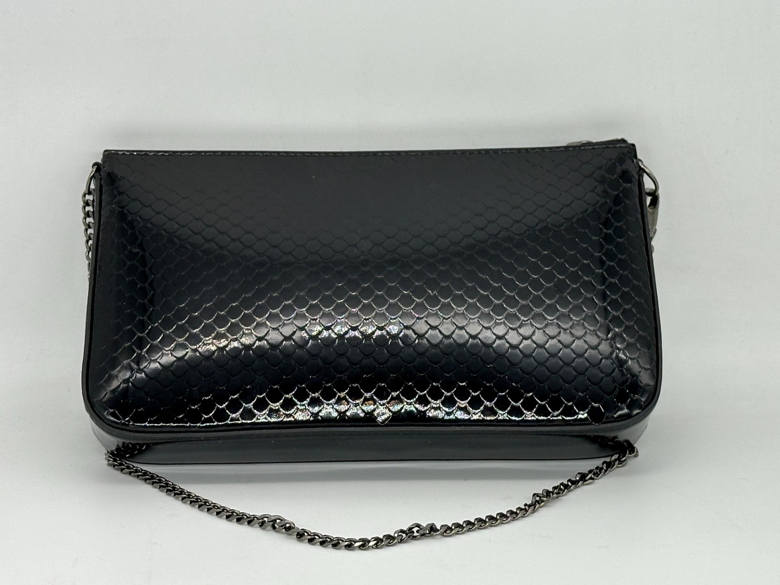 Christian Louboutin LOUBILA Snake Effect Pouch Chain Clutch Shoulder Bag $1090