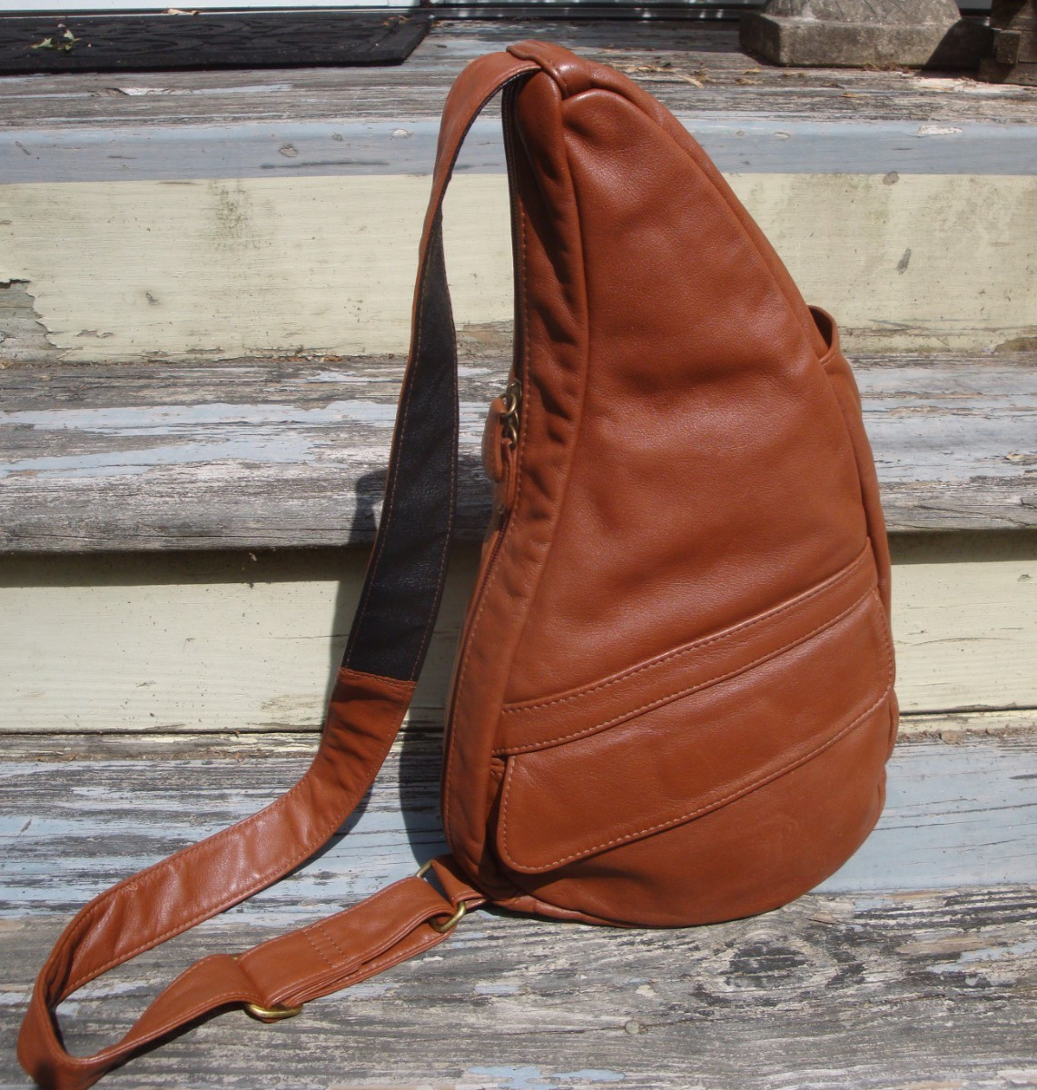 AMERIBAG Healthy Back Bag Backpack Sling Large Brown Leather 17″ Crossbody Tote