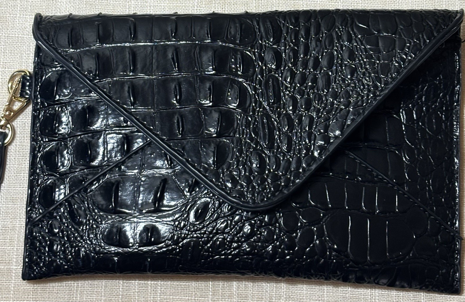 Envelope Style Faux Croc Leather Wristlet Un Branded Purse 10×7 B1