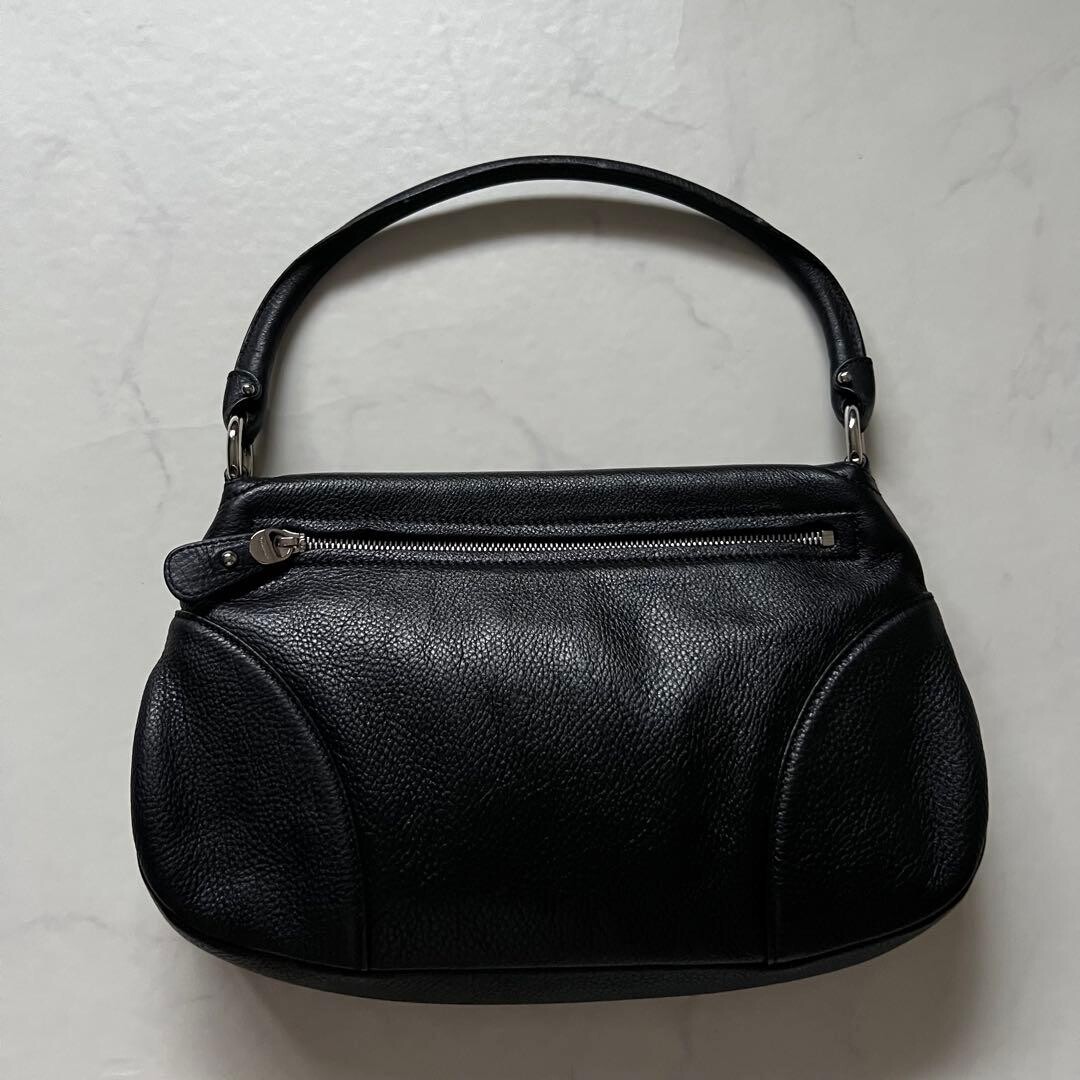 Salvatore Ferragamo Black Leather Gancini Shoulder Bag Flap Silver Hardware