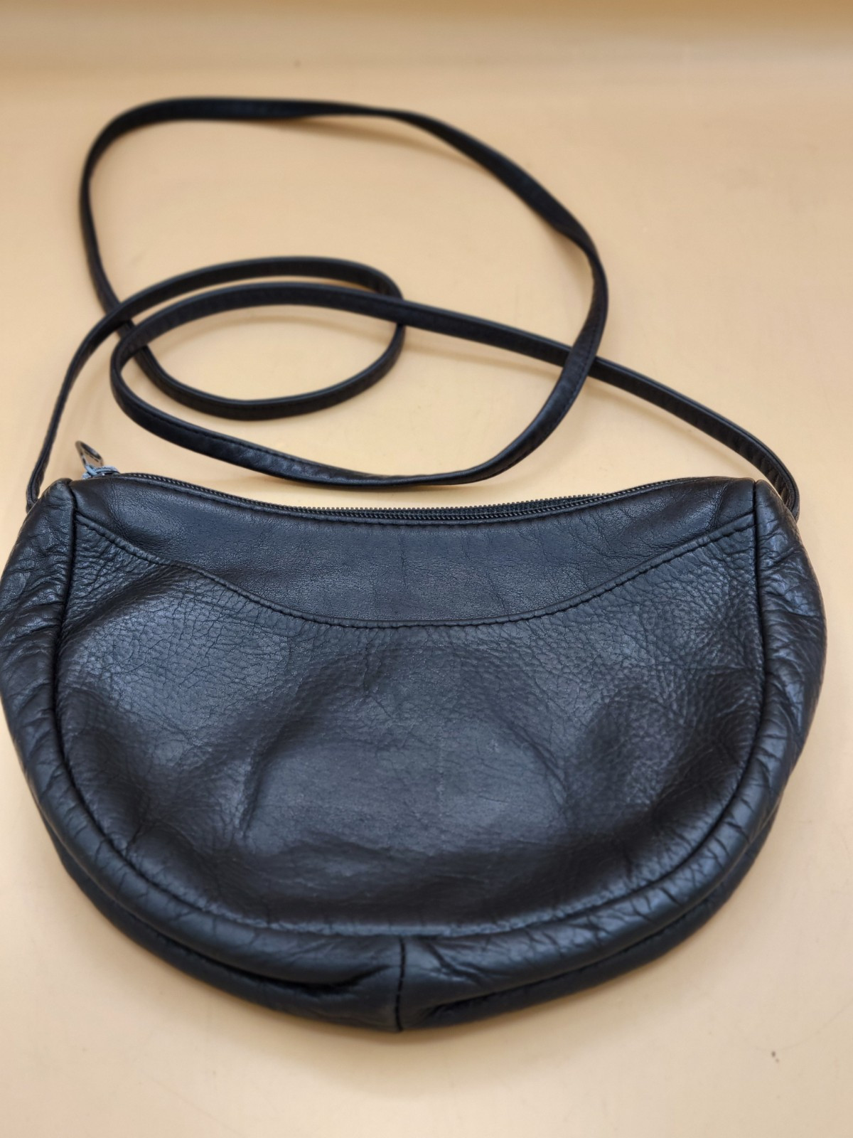 Black Cashmere Leather Crossbody Bag, By Sonoma 8 ×6 × 2 1/2 In.